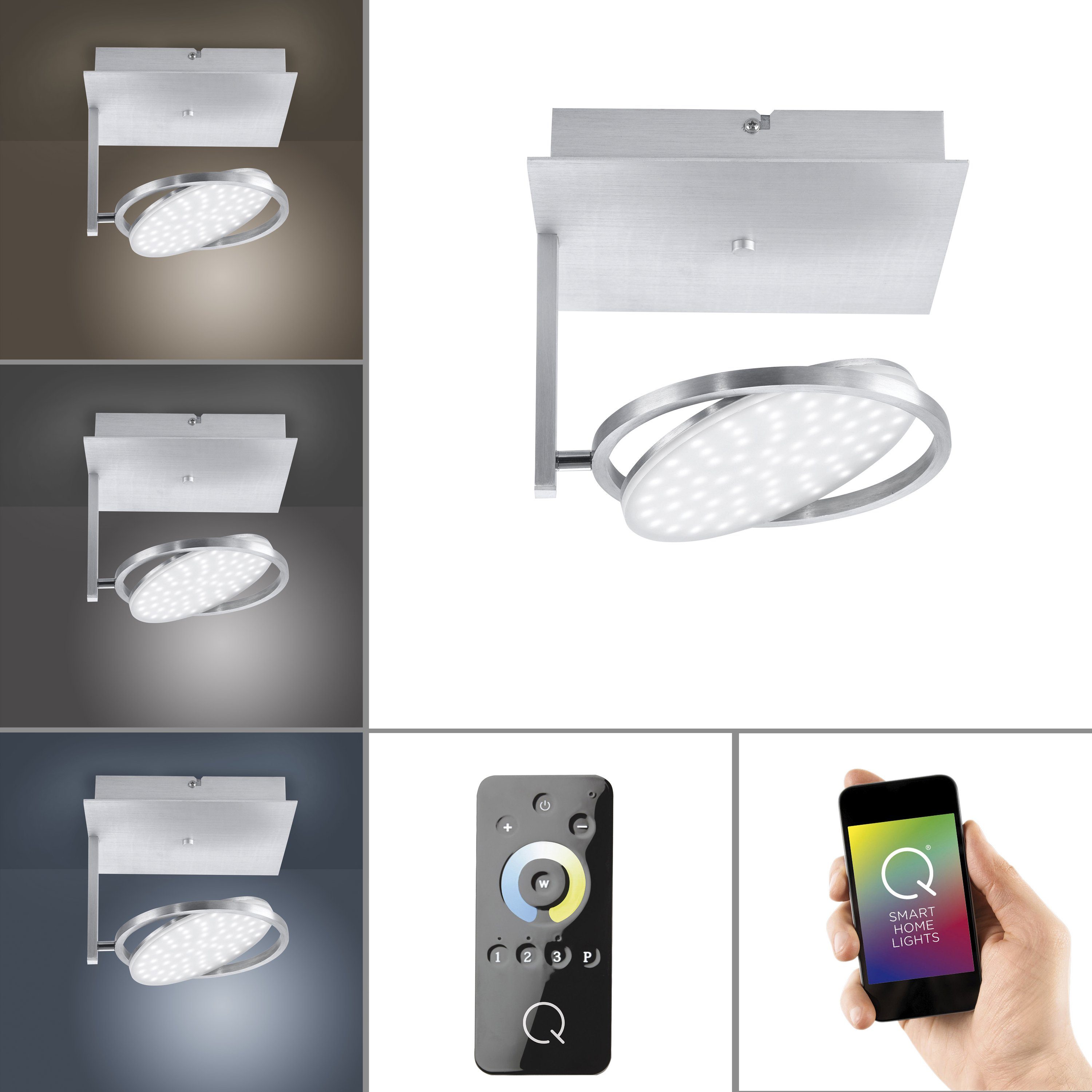 Paul Neuhaus Smarte LED-Leuchte LED mit ORBIT Q schwenkbar, CCT-Farbtemperaturregelung, Smart - Leuchtmittel, Alexa Smart Memoryfunktion, Deckenleuchte Spot dimmbar DImmfunktion, per Fernbedienung, Home, Home