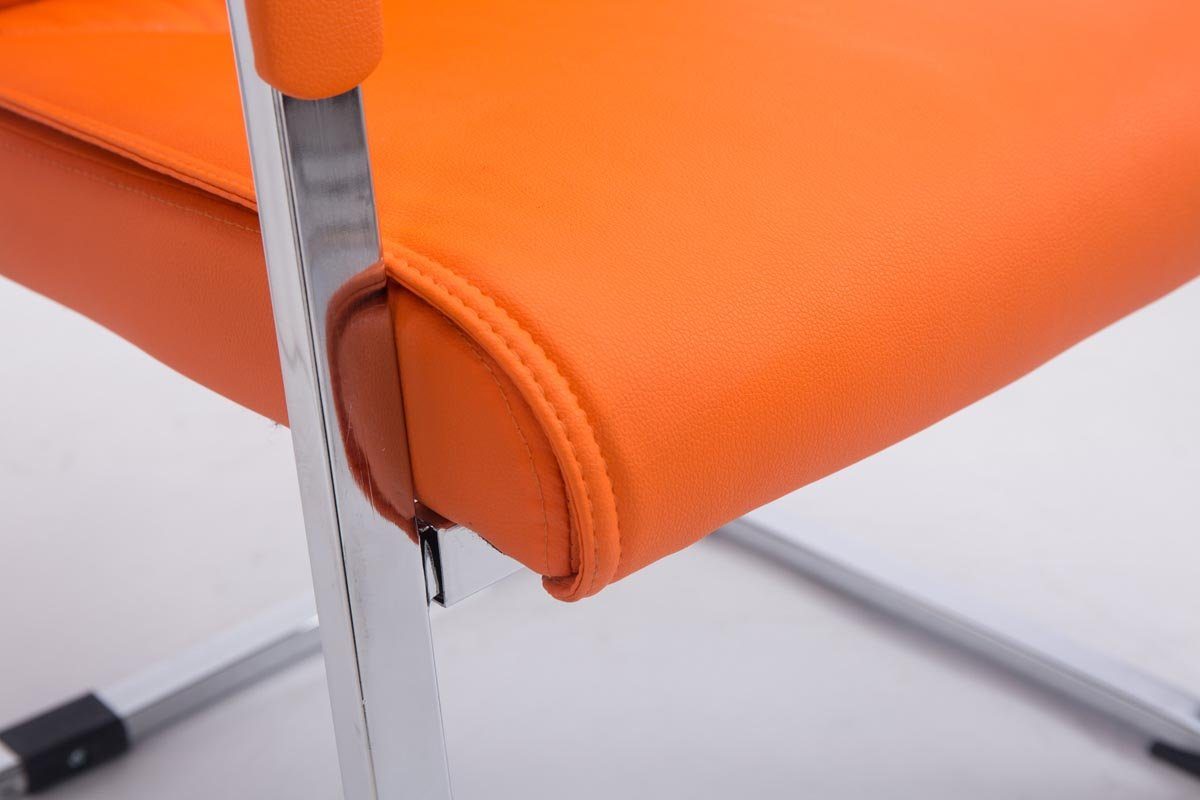 mit Anobo Besucherstuhl Wohnzimmerstuhl), Kunstleder Metall gepolsterter hochwertig chrom Sitzfläche: Konferenzstuhl (Küchenstuhl - Esszimmerstuhl Gestell: TPFLiving orange - Sitzfläche - -