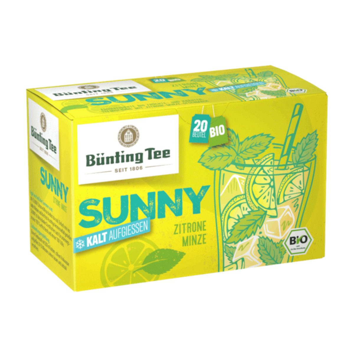 Bünting Tee Tee, Bünting Tee Bio Sunny Zitrone-Minze Geschmack 20x2,5g Packung 50g