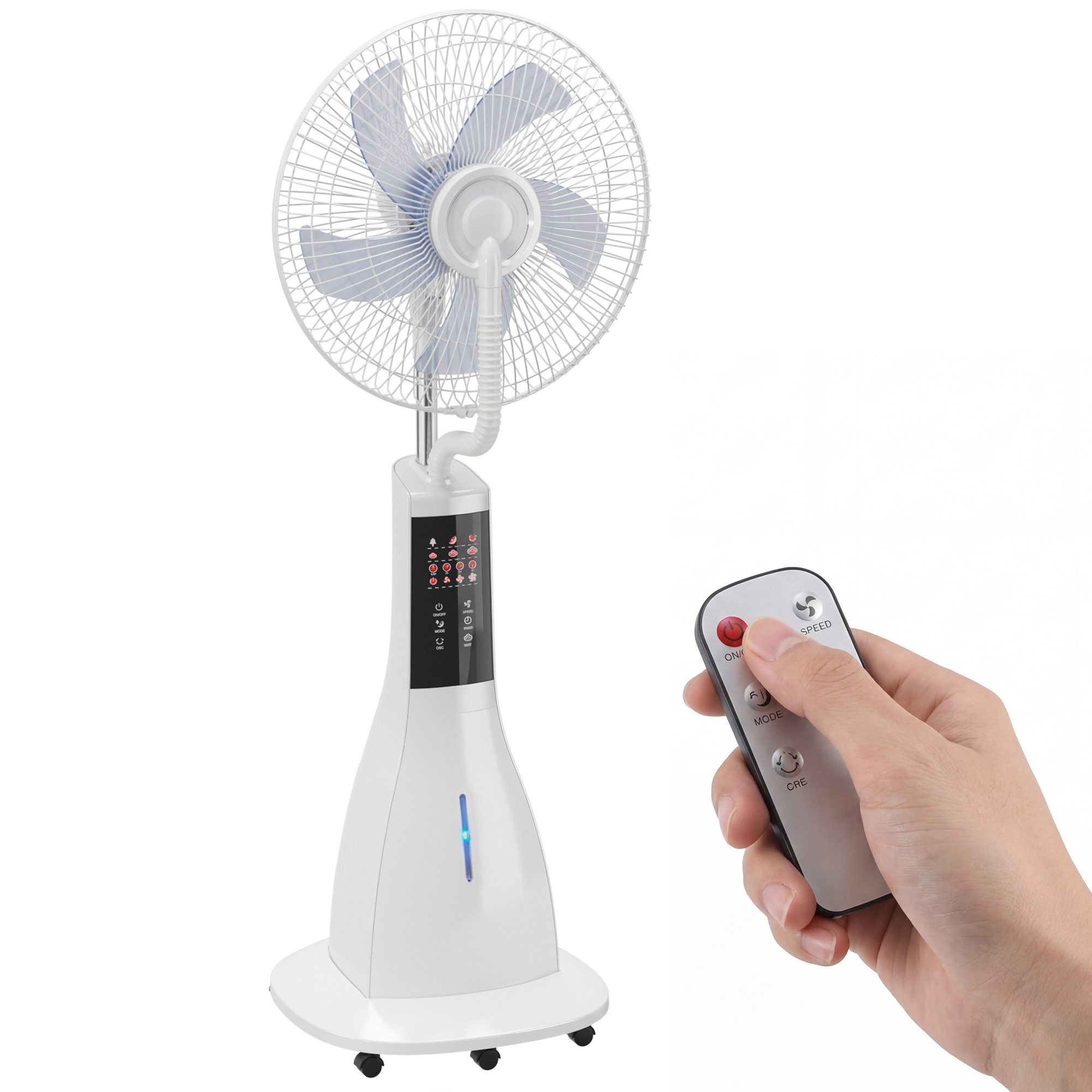 HOMCOM Standventilator Sprühnebel Timer Modi, Mit Wasserkühlung, 75° oszillierend, Fernbedienung