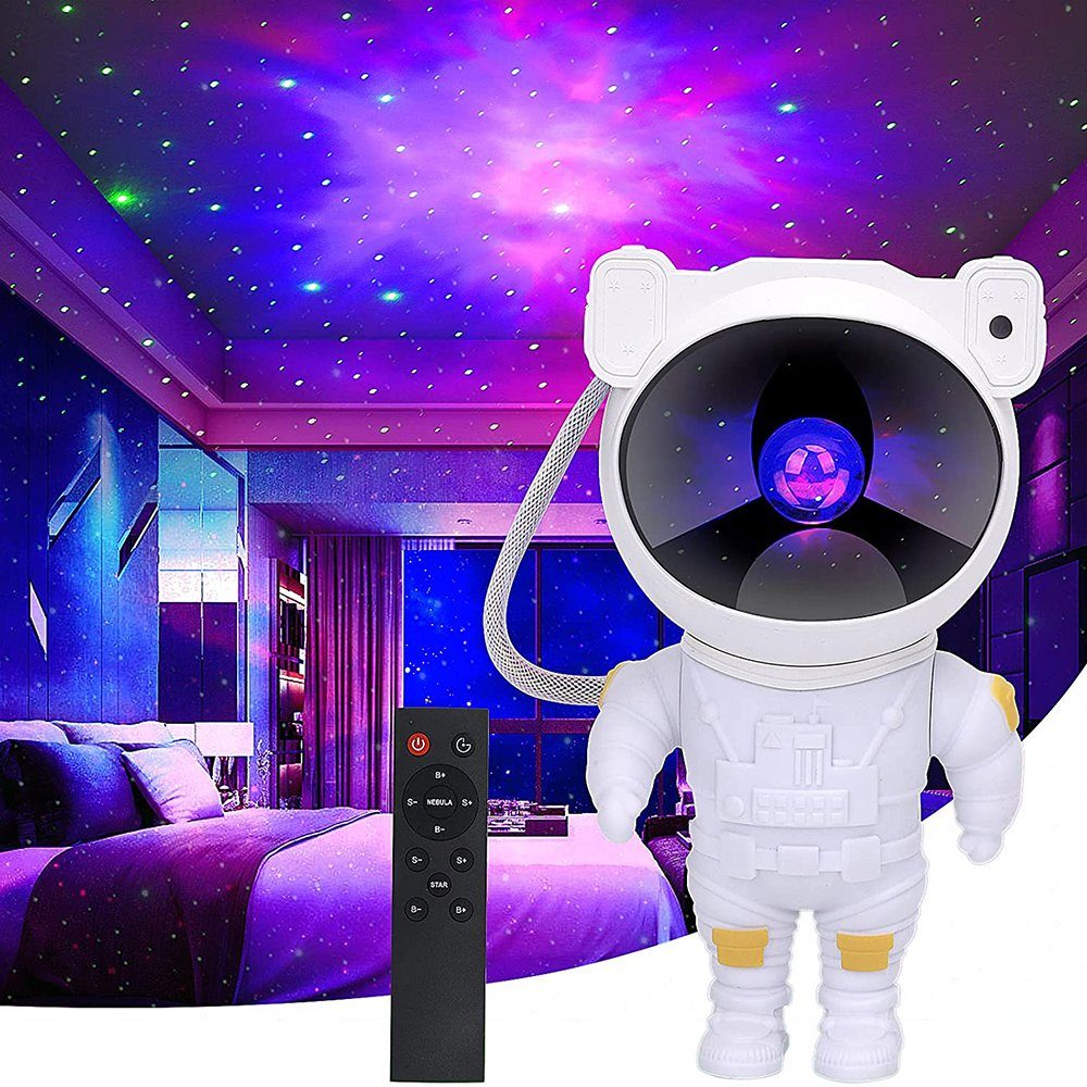 Sunicol LED Nachtlicht Astronaut Projektor, Sternenhimmel Galaxy, Stern Nebula Nachtlicht, Lichtprojektor Lampe Mit Timer & Fernbedienung Weiß Astronaut Projektor Licht