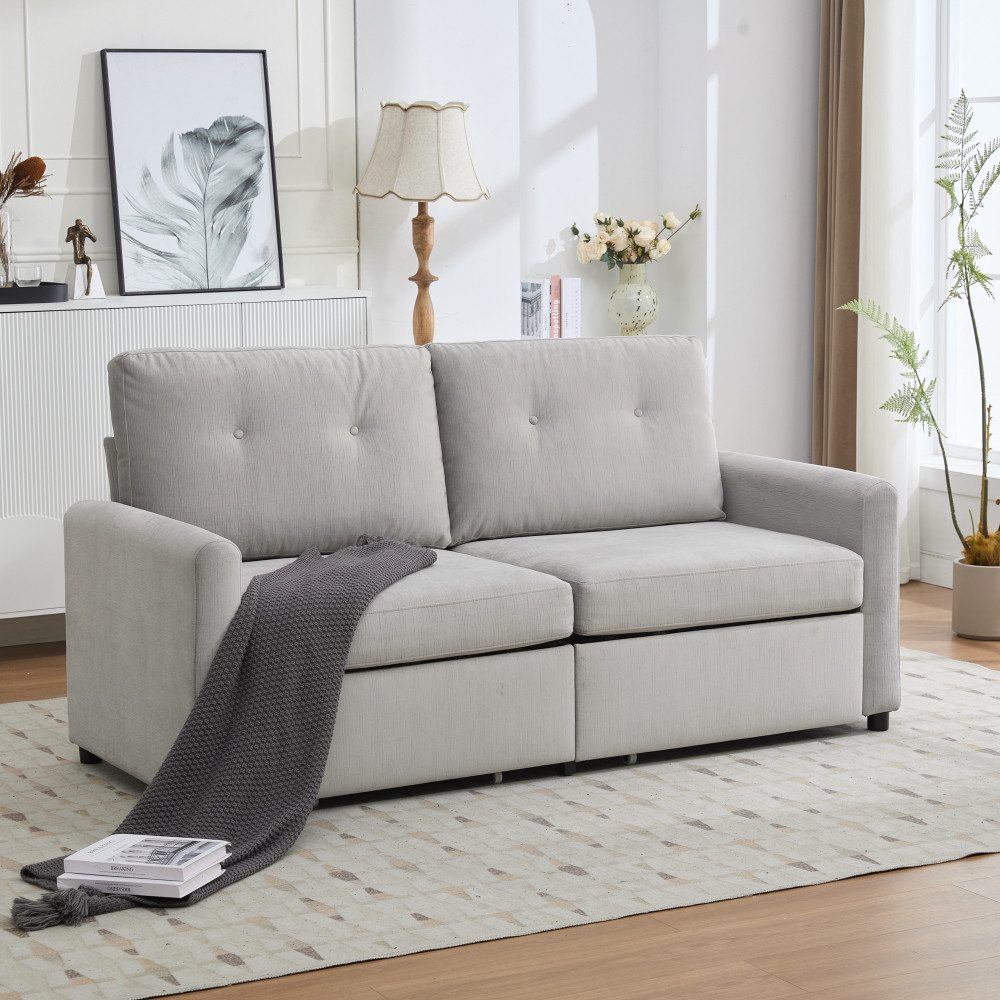 BBWL 2-Sitzer Modernes 2-Sitzer Sofa mit Schubladen-Stauraum, Kompakt-Couch, Microfaser, ergonomische Rückenlehne, Wohnzimmer, pflegeleicht