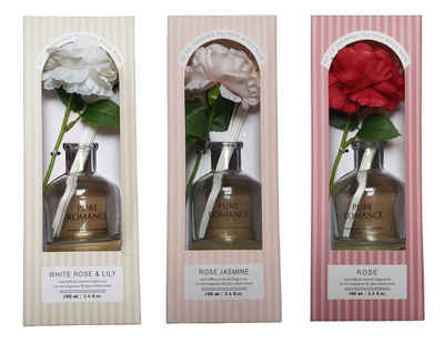 Spectrum Duftstäbchen Duftdiffusor mit Blume 100 ml White Rose Lily, Rose Jasmine, Rose