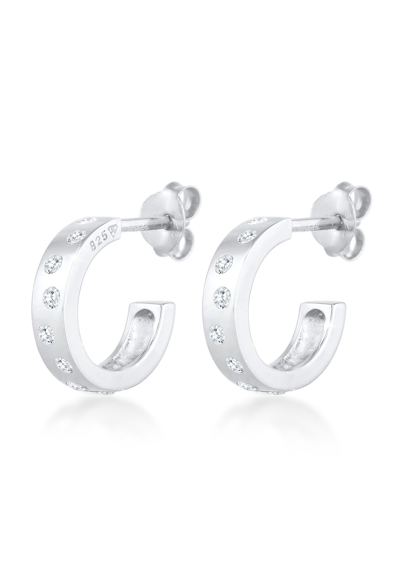 Elli Paar Creolen Creolen Stecker Zirkonia Mini Hoops 925 Silber