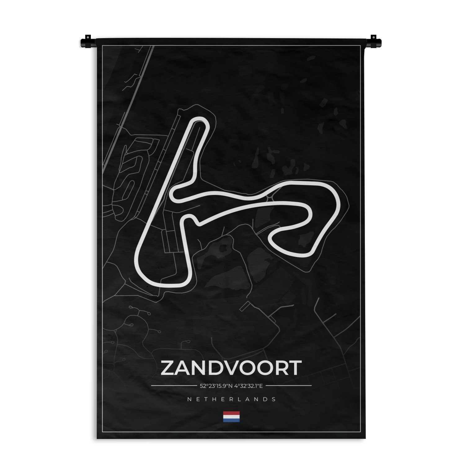 MuchoWow Wanddekoobjekt Formel 1 - Rundkurs Zandvoort - Rennstrecke - Niederlande - Schwarz, Wanddeko für Wohnzimmer, Schlafzimmer, Kleid, Wandbehang, Kinderzimmer