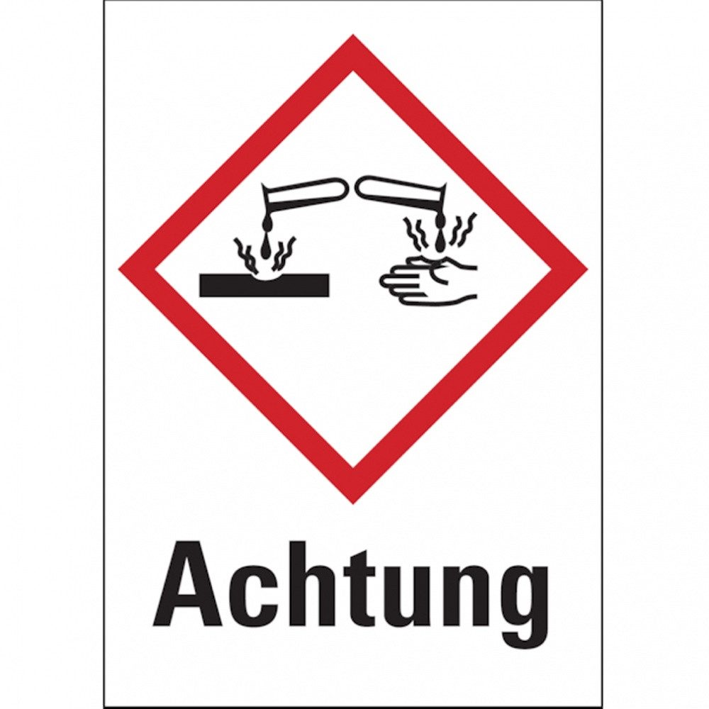 Hinweisschild Gefahrstoffetiketten - Ätzwirkung (GHS05) Signalwo - 37x52 mm Folie se