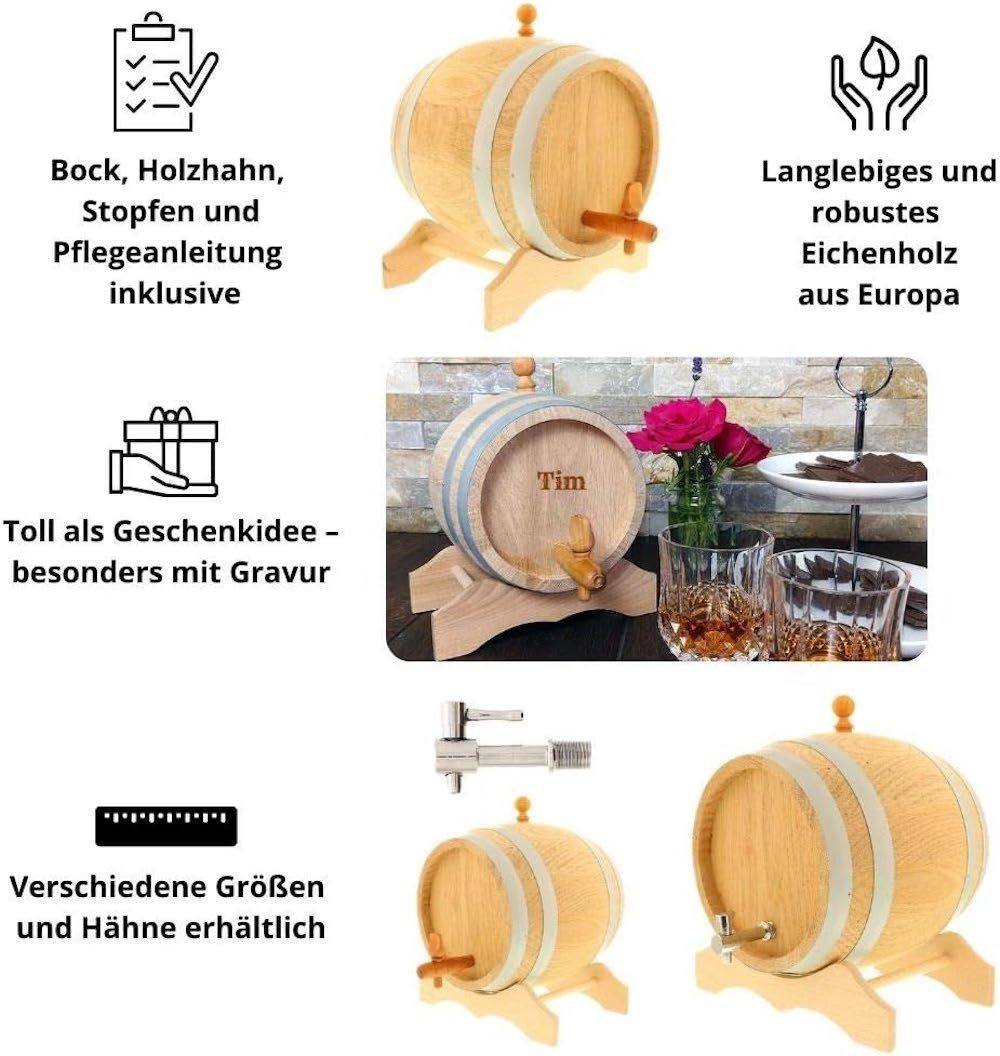 Hofmeister Holzkiste Einfass Weinfass Wiskyfass Schnapsfass 2 Liter