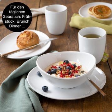 Moritz & Moritz Kombiservice Swing Frühstücks Set weiß (18-tlg), Keramik, geeignet für Mikrowelle und Spülmaschine