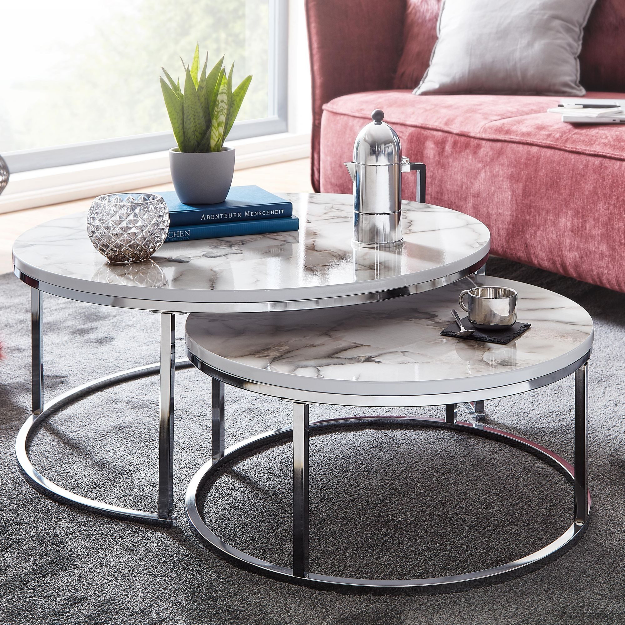 FINEBUY Satztisch FB31318 (2er Set Weiß günstig online kaufen