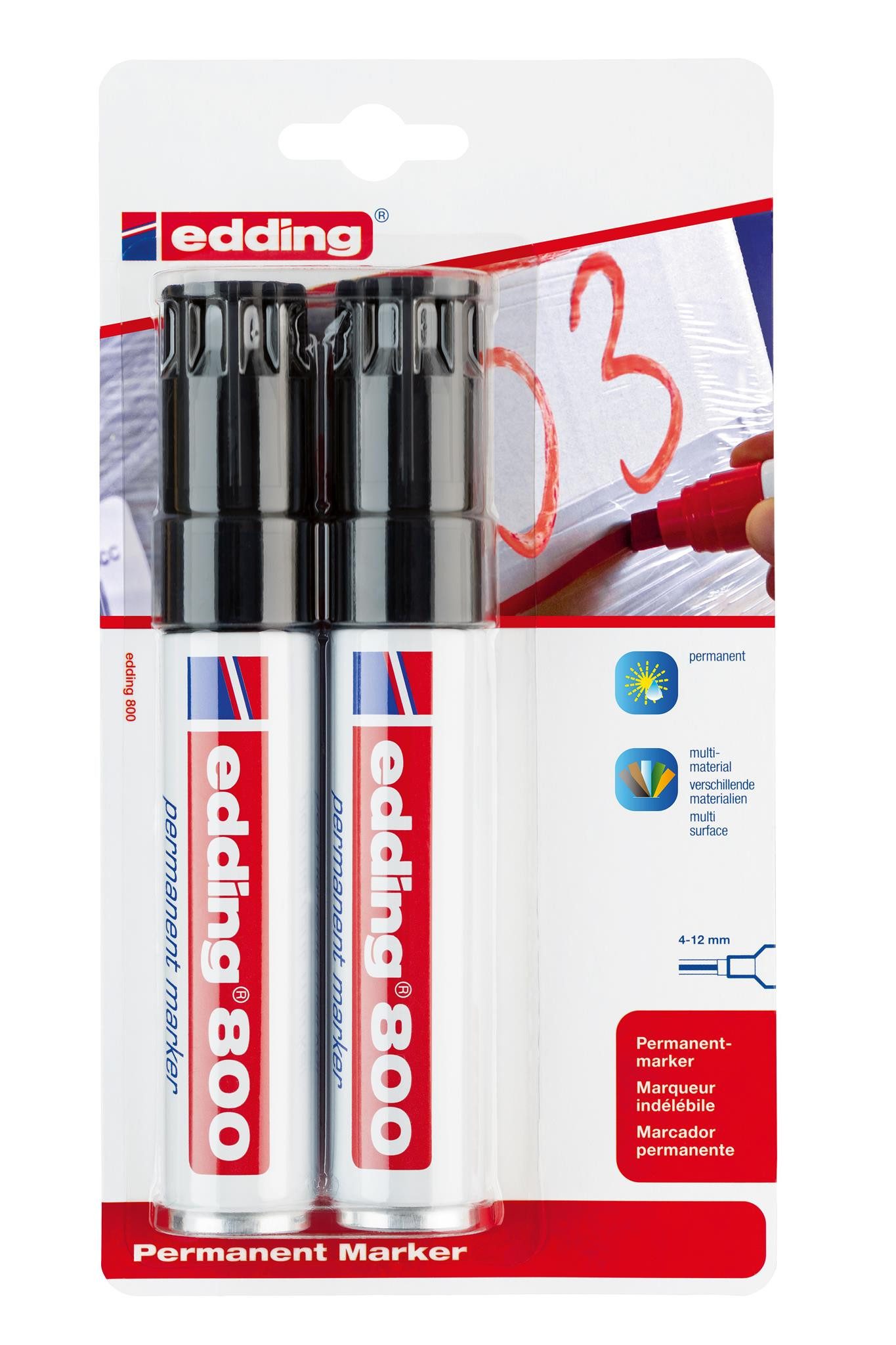 Marker Edding Permanentmarker 800 2er-Blister schwarz