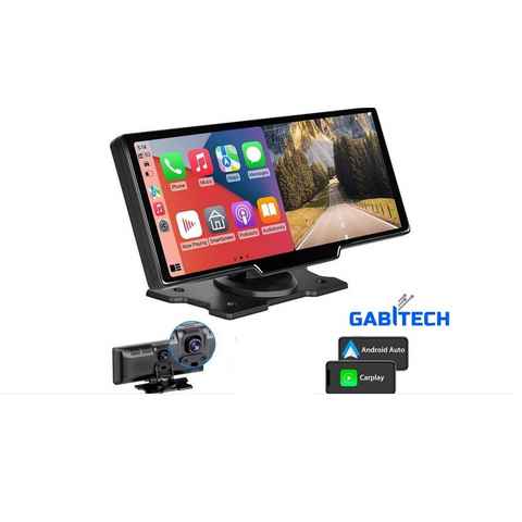 GABITECH 10 Zoll Monitor & Dashcam Kamera Carplay für Auto LKW PKW Wohnmobil Navigationsgerät (Zentraleuropa (19 Länder), Videoaufzeichnung, Sprachsteuerung, Android und Apple, Bluetooth)