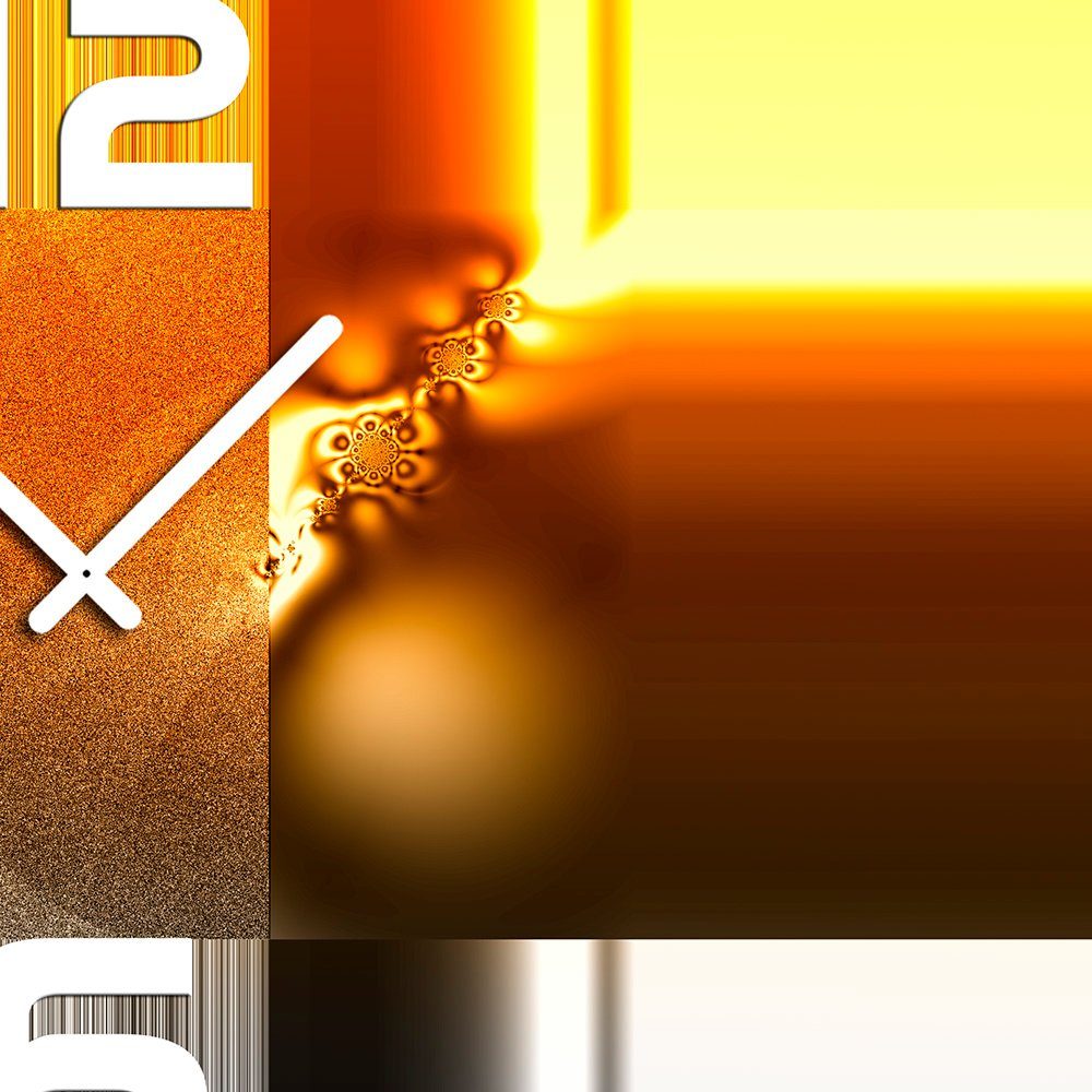 dixtime Wanduhr Wanduhr 3D XXL (Einzigartige 3D-Optik leises aus abstrakt weiß cm 4mm orange Optik 50x70 Dixtime Alu-Dibond)