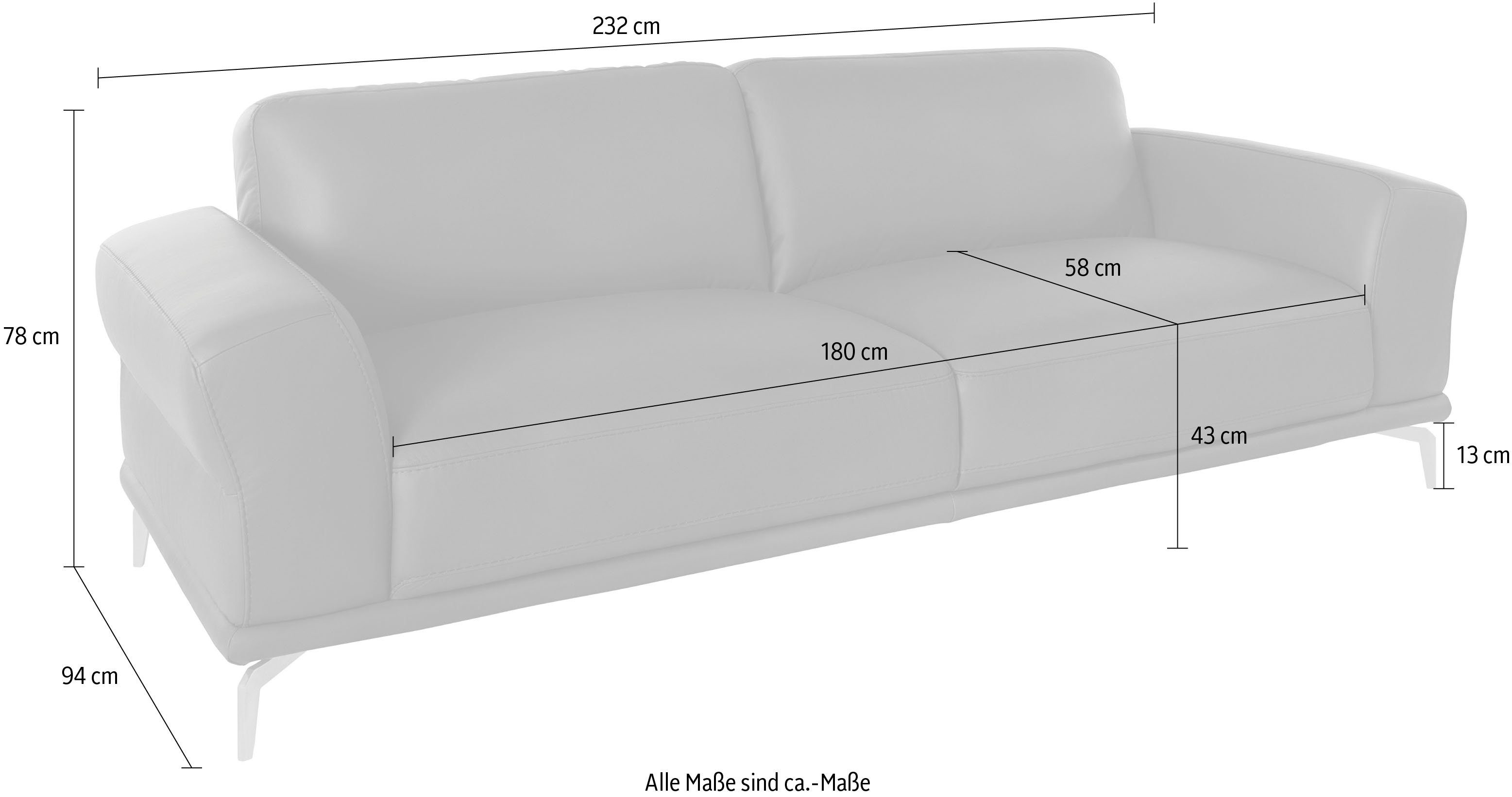 2,5-Sitzer 232 mit in Breite cm Chrom glänzend, W.SCHILLIG montanaa, Metallfüßen