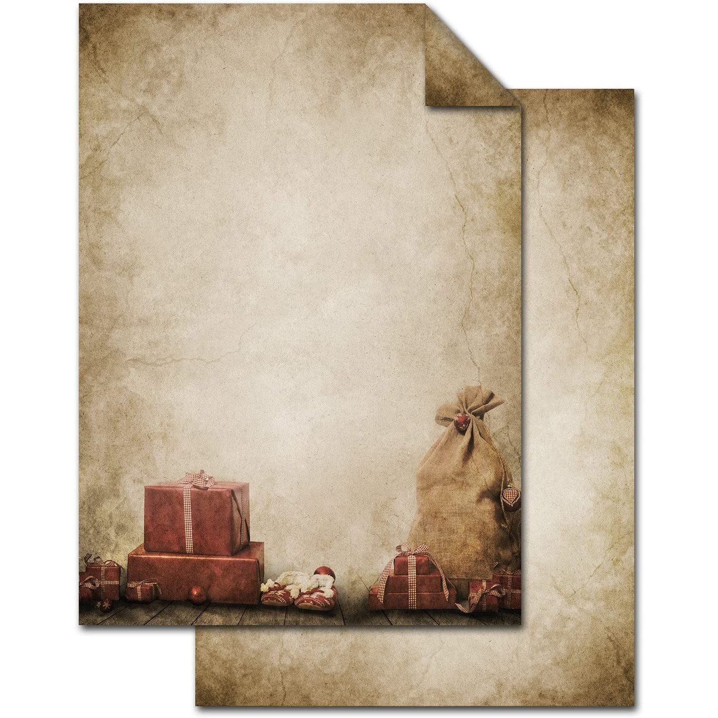 Logbuch-Verlag Klappkarte 100 Blatt Weihnachts-Briefpapier beige WEIHNACHTSGESCHENK VINTAGE