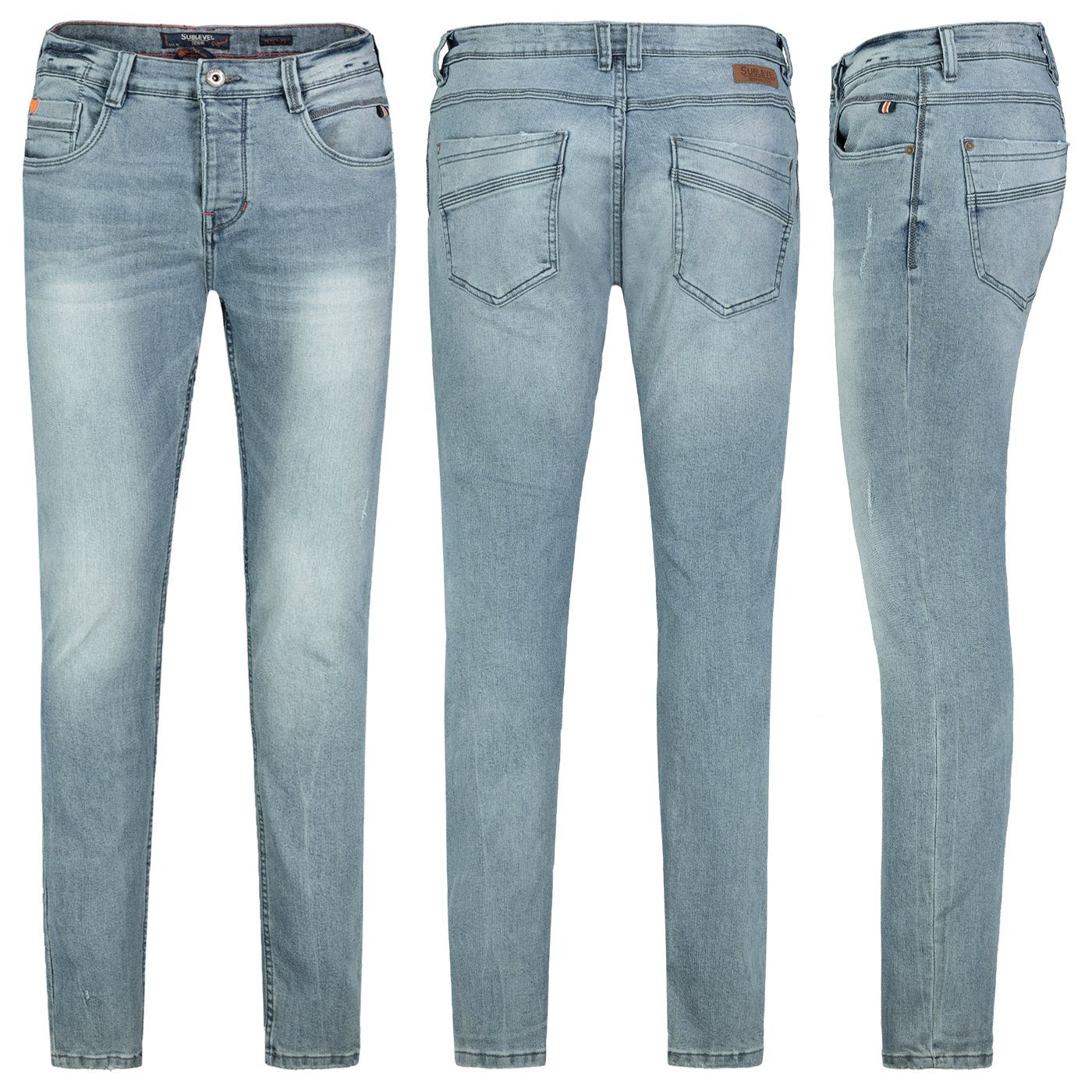 SUBLEVEL Slim-fit-Jeans Sublevel Herren Jeans Hose Basic Stretch Jeanshose Regular Slim Denim