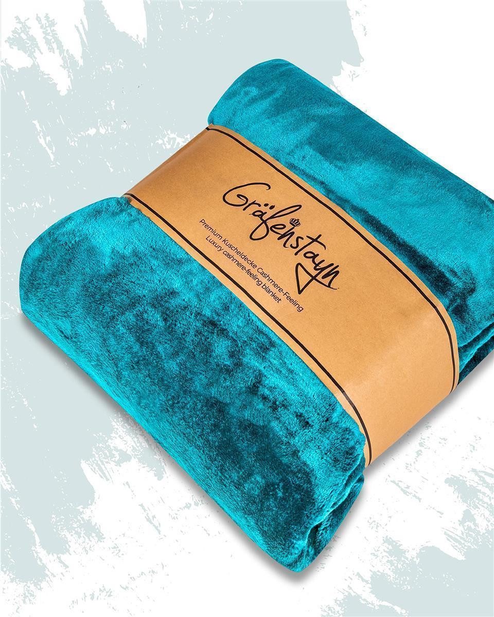 Wohndecke Cashmere-Feeling Kuscheldecke super weich & flauschig – Fleecedecke, Gräfenstayn, dicke & warme Sofadecke, Wohndecke & Tagesdecke - Überwurf Sofa, Couch