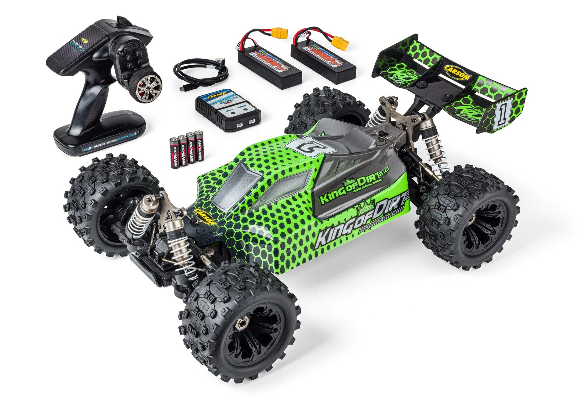 RC-Buggy Carson 1:8 King of Dirt 2.0 100% RTR Brushless Buggy Grün
