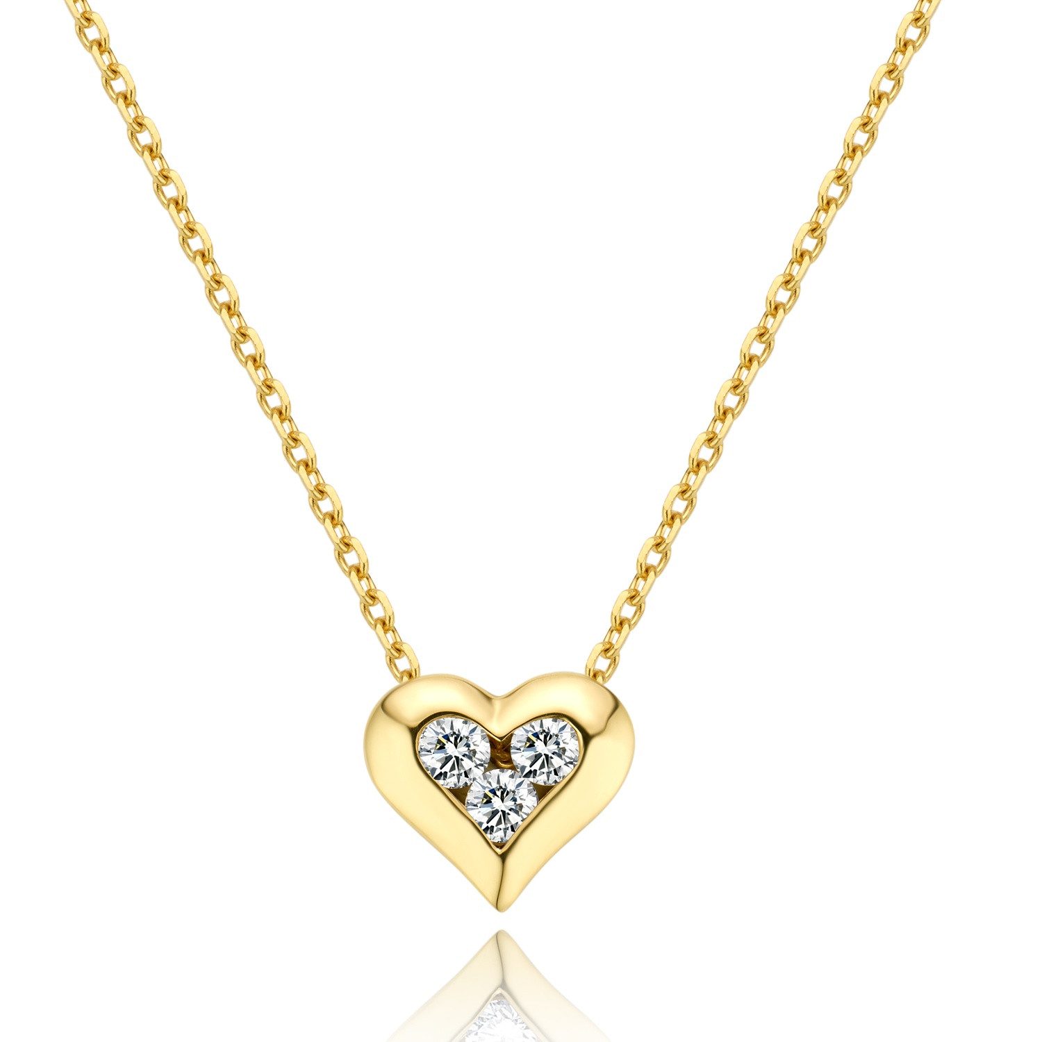 Sternvoll Goldkette Herz-Collier 750 Gold, 0.13 ct Diamant-Trio IGI-zertifi günstig online kaufen