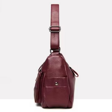 SHG Handtasche ⌂ Damen Umhängetasche Shopper Schultertasche Henkeltasche Handtasche (8605rot, Farbe: Bordeaux-Rot), Freizeit Reise Sport Arbeit Schule Uni