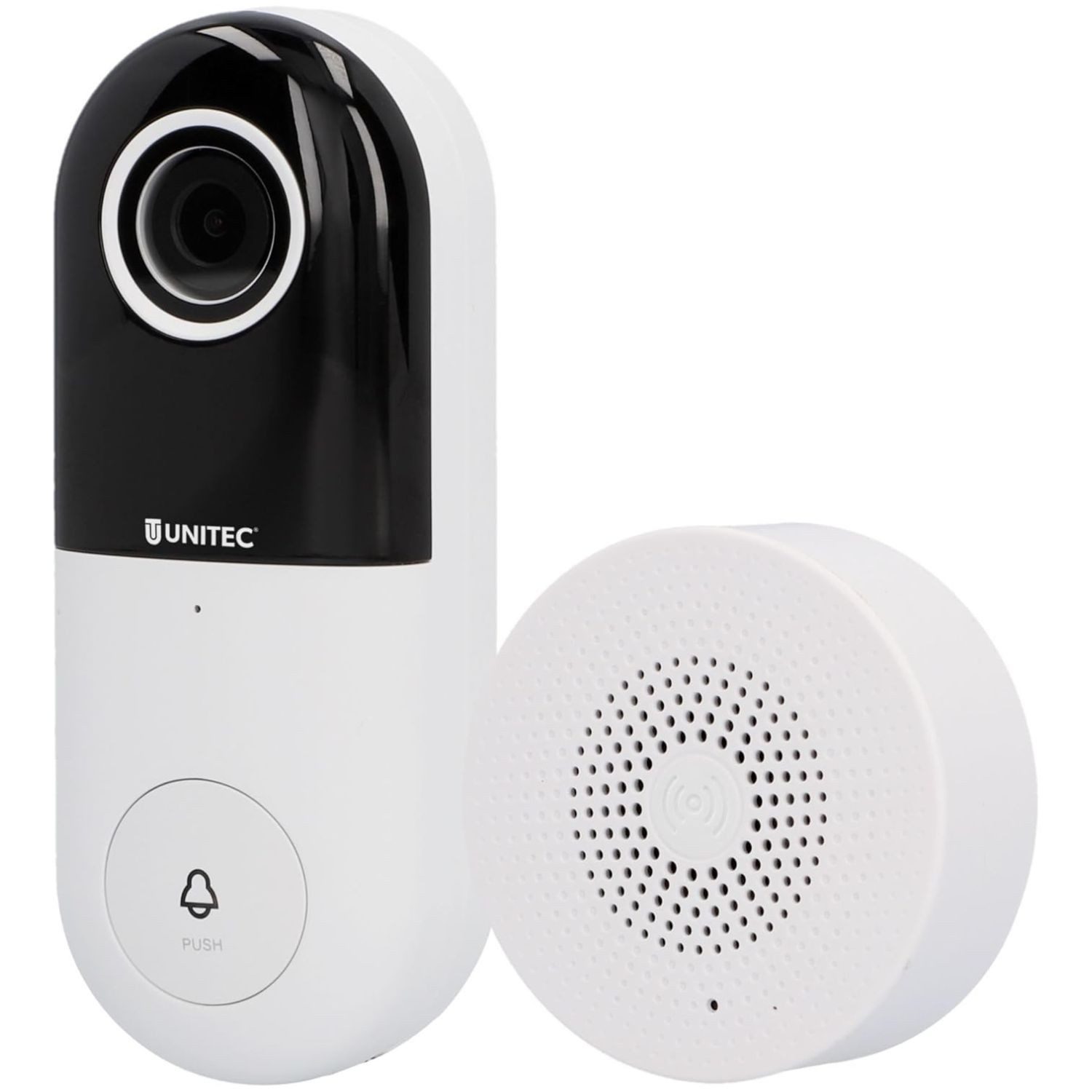 UNITEC Smart Home Türklingel WLAN Video Türsprechanlage mit HD Kamera (Außenbereich, Set, Komplett-Set Sprechanlage mit Kamera und Gong, Set Smart Türklingel WiFi Aufputz Klingel mit App 1080p Full HD)
