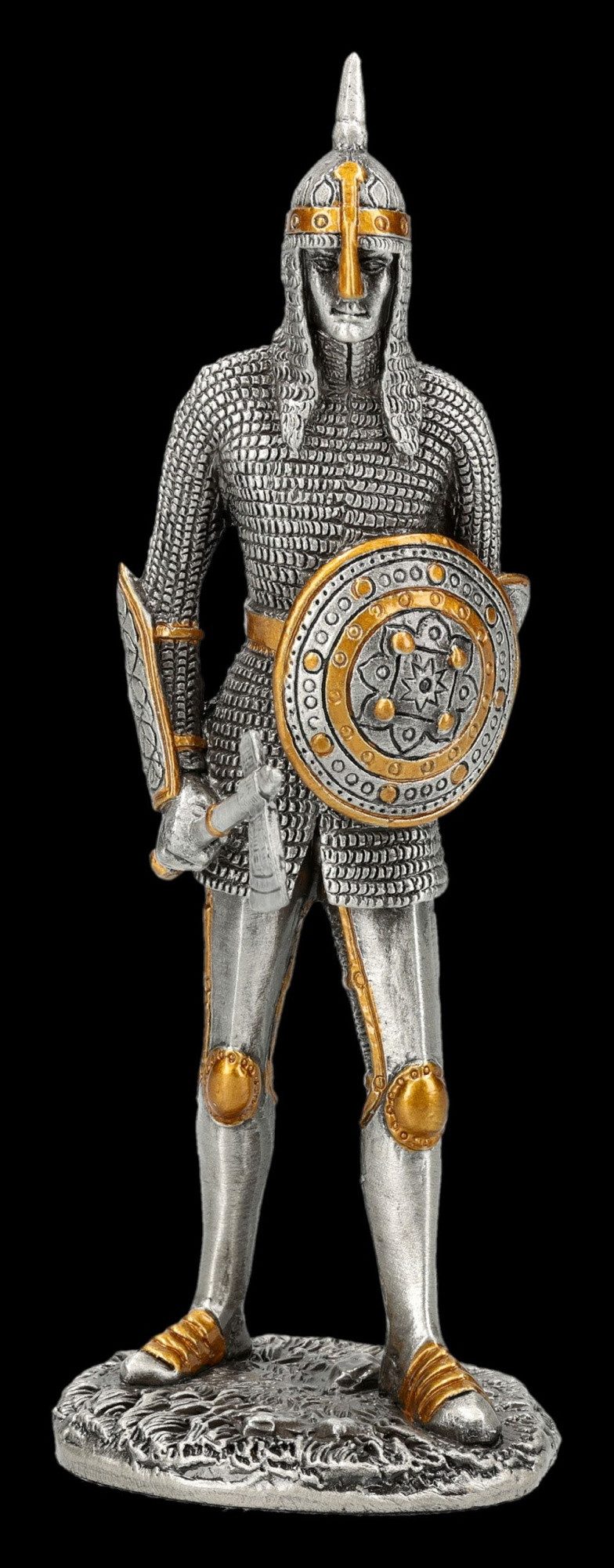 Figuren Shop GmbH Dekofigur Nordischer Krieger Figur – Wikinger Zinnfigur mit Schild und Axt 11 cm