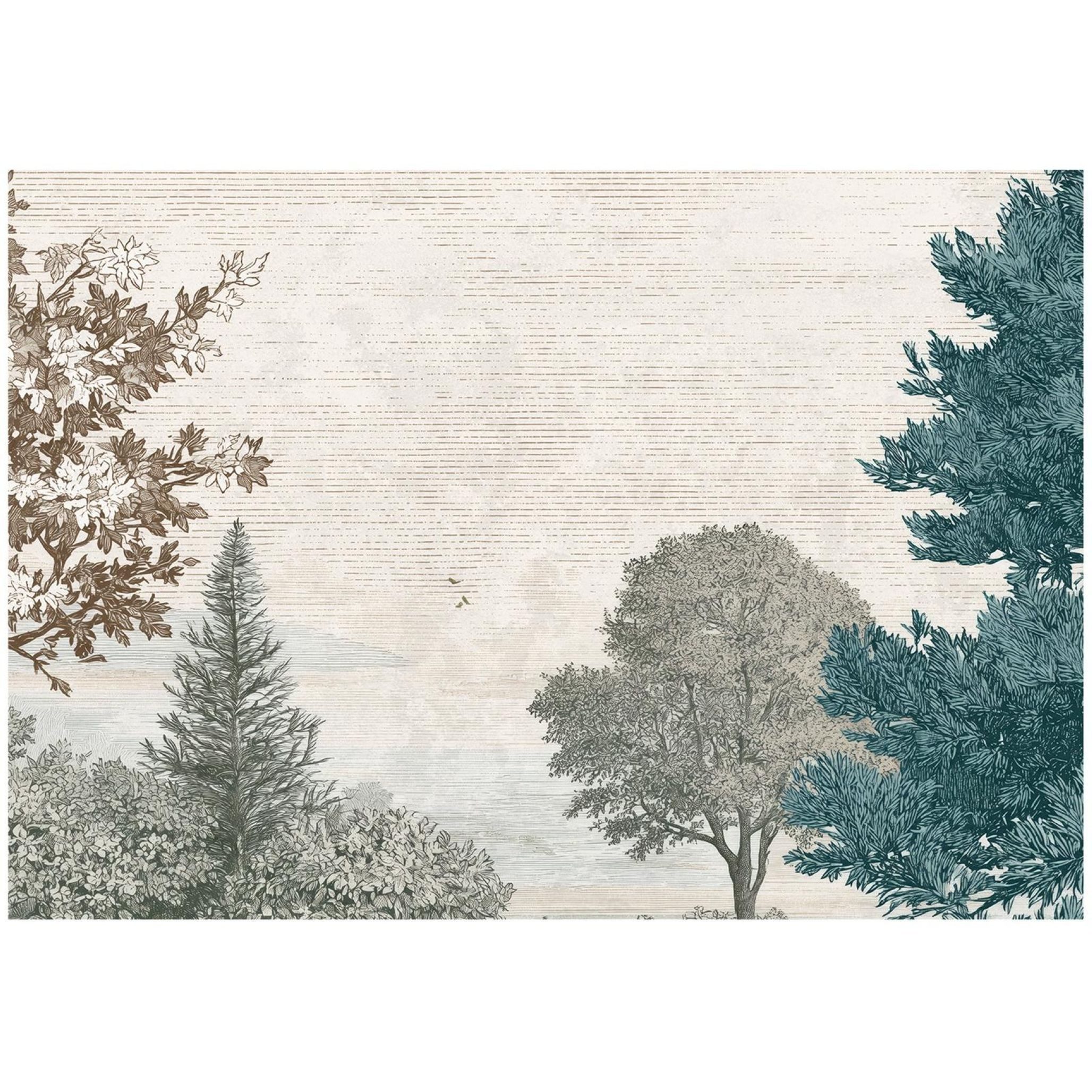 Wallarena Fototapete Wald mit Bäumen in Grau aus Vlies für Wohnzimmer, glatt, floral, grafisch, (2 St), Vintage-Stil für Schlafzimmer 254x184cm