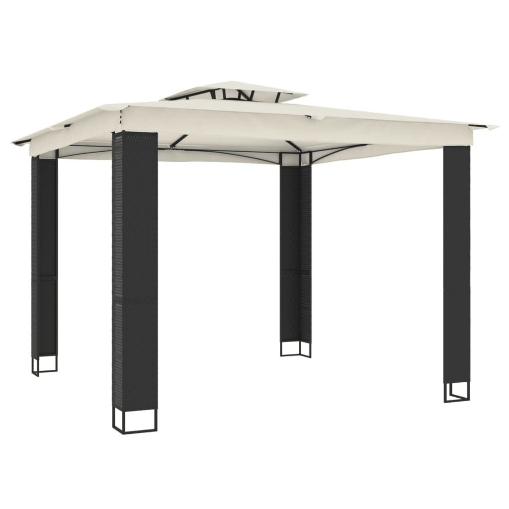 vidaXL Partyzelt Pavillon mit Doppeldach Creme 2,94x2,94 m Stahl