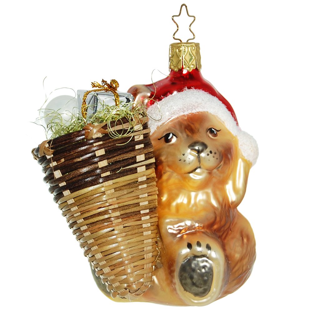INGE-GLAS® Christbaumschmuck Weihnachtshase (1-tlg), mundgeblasen, handbemalt