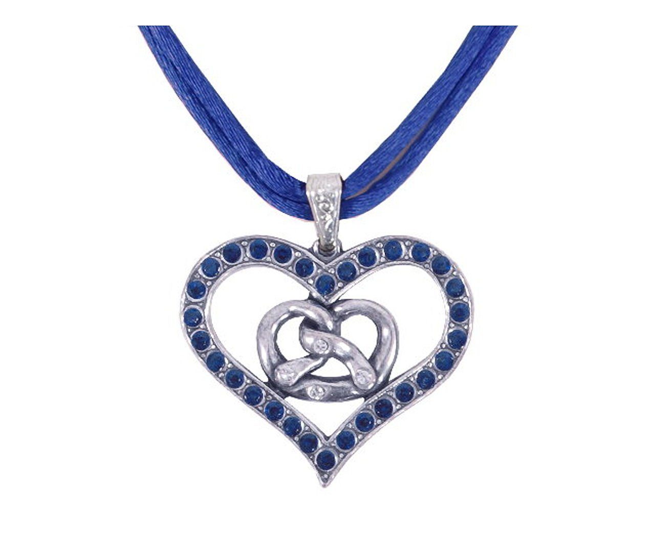 Moschen-Bayern Herzkette Trachtenkette Trachtenschmuck Herzkette Dirndlkette Breze, Halskette mit Swarovski-Kristall
