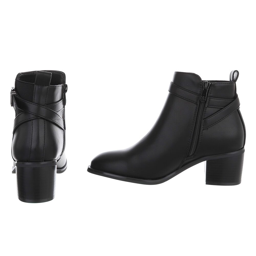 Ital-Design Damen Ankle Boot mit Blockabsatz und Schnalle Chelseaboots (92125631) Blockabsatz Stiefeletten in Schwarz – Bild 5 von 5
