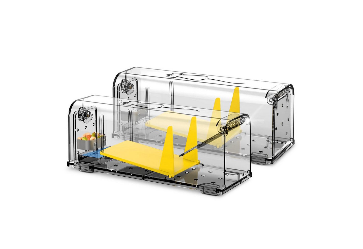 HEIMWERT Kleintierkäfig Lebendfalle Mausefalle Mäuse 2er-Set, mit Wasser Speicher + Köderbox + Ventilationsöffnungen