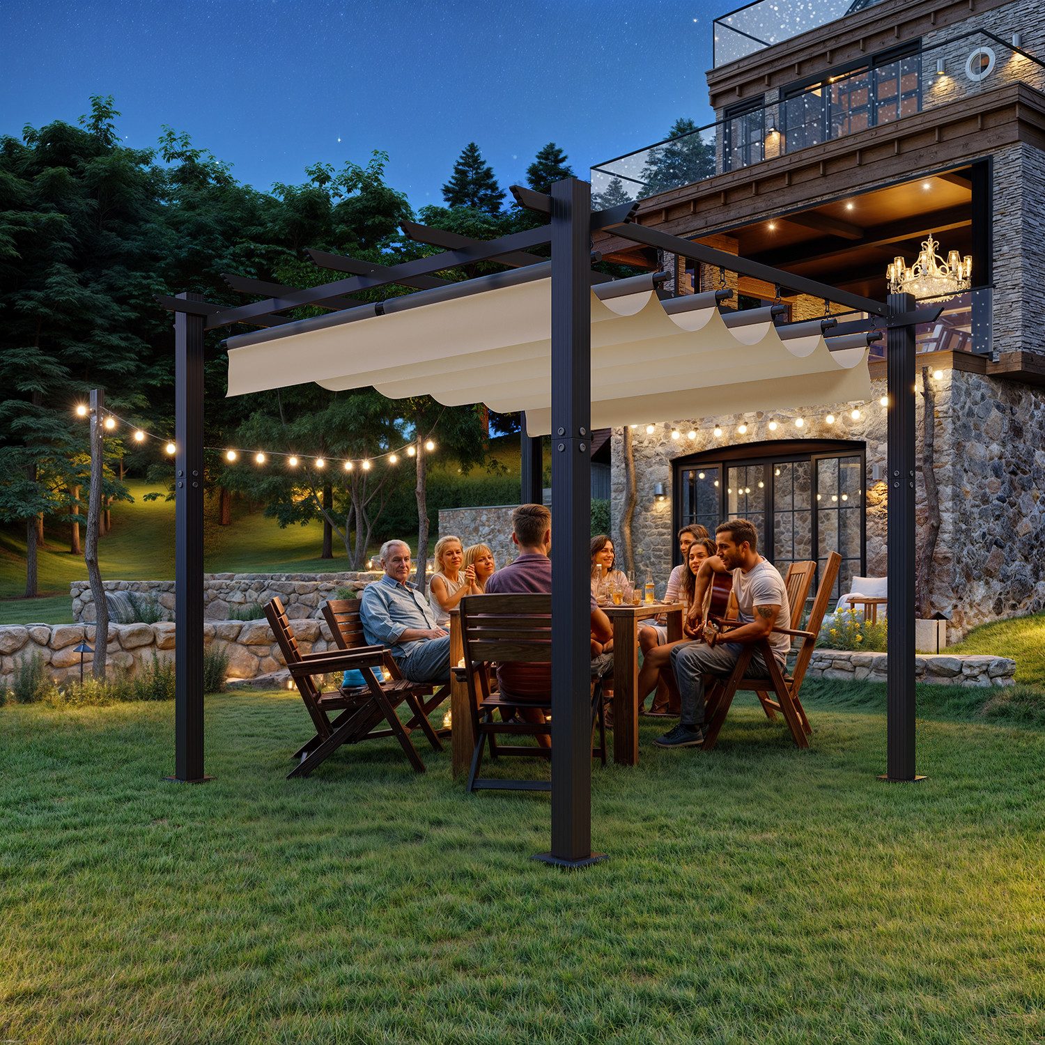 HOMALL Pavillon 3x3/3x4m Gartenpavillon Pergola, UV-geschütztes günstig online kaufen