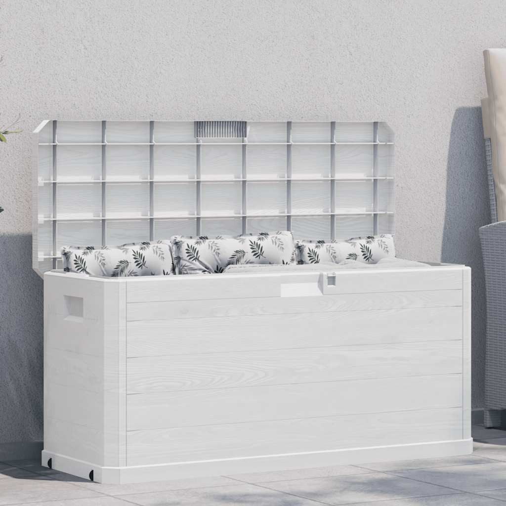 furnicato Gartenbox Kunststoff in Holz-Optik Hellgrau 117 x 45 x 56 cm (1 St), Witterungsbeständige Kissenbox mit 280L Stauraum und abschließbar