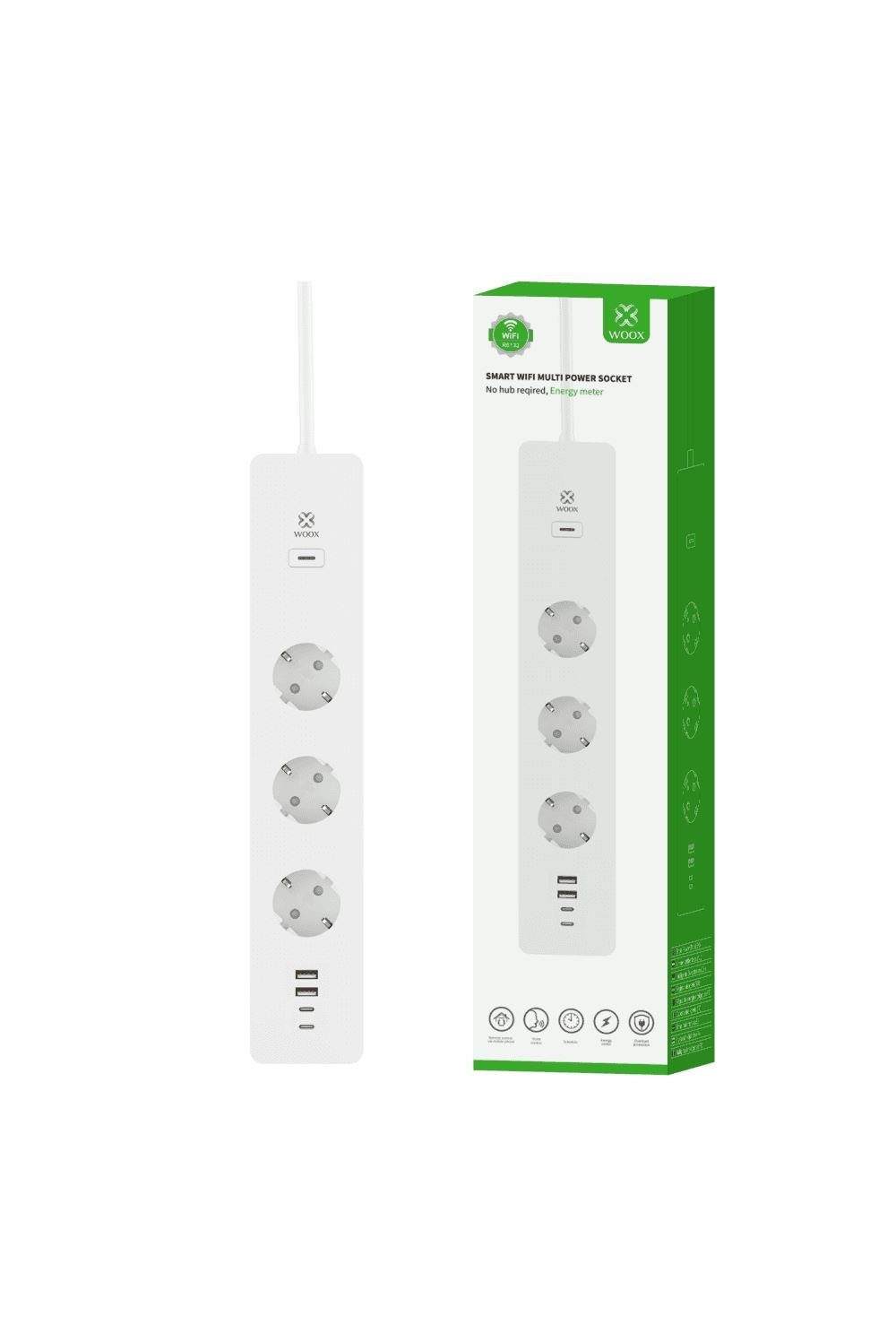 WOOX Funksteckdose WOOX R6132 Smart Multi Plug + Energy Monitor, 1-St., Wlan Розеткиleiste mit USB