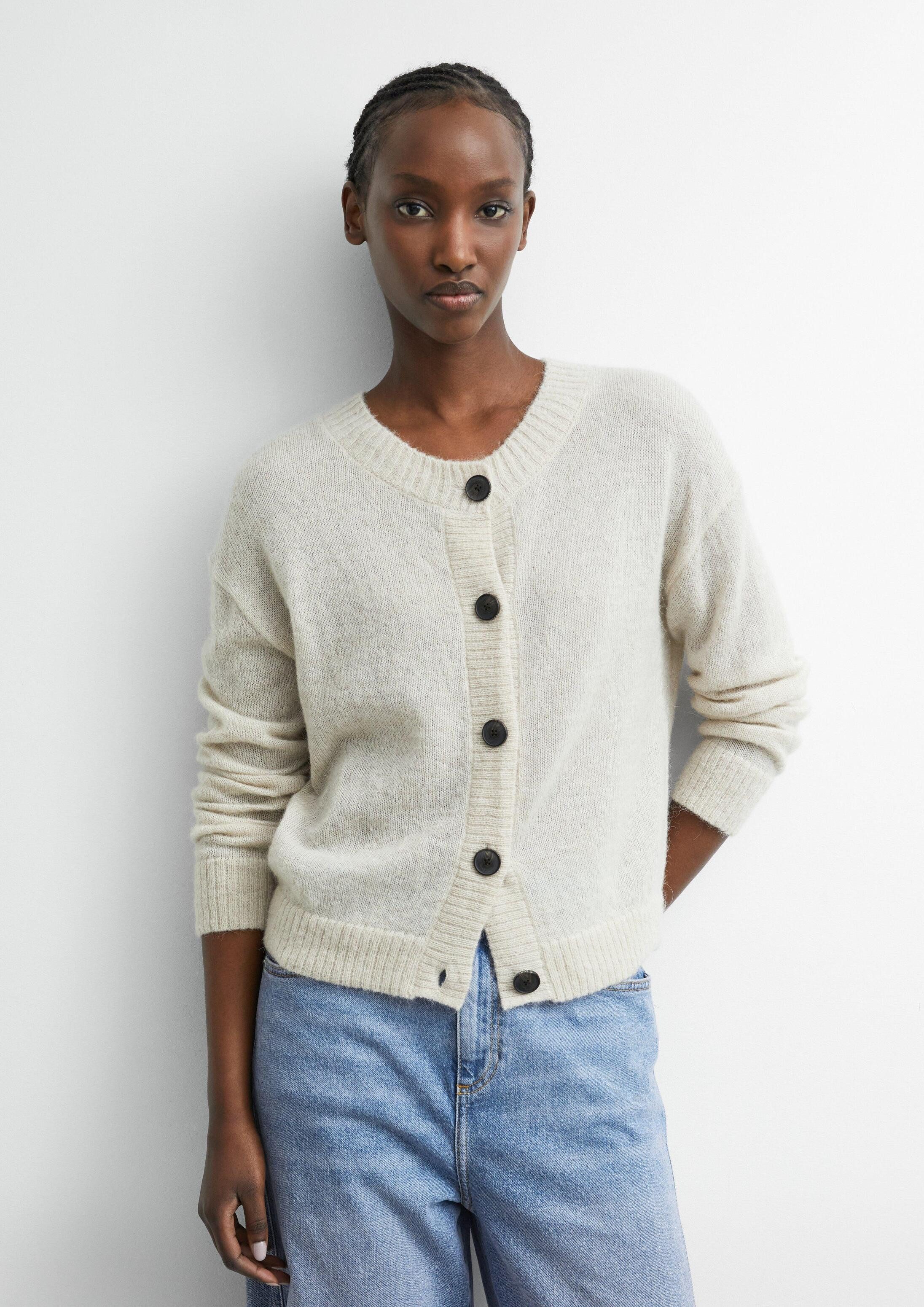 comma Cardigan Strickjacke Leichter Cardigan aus Alpakamix