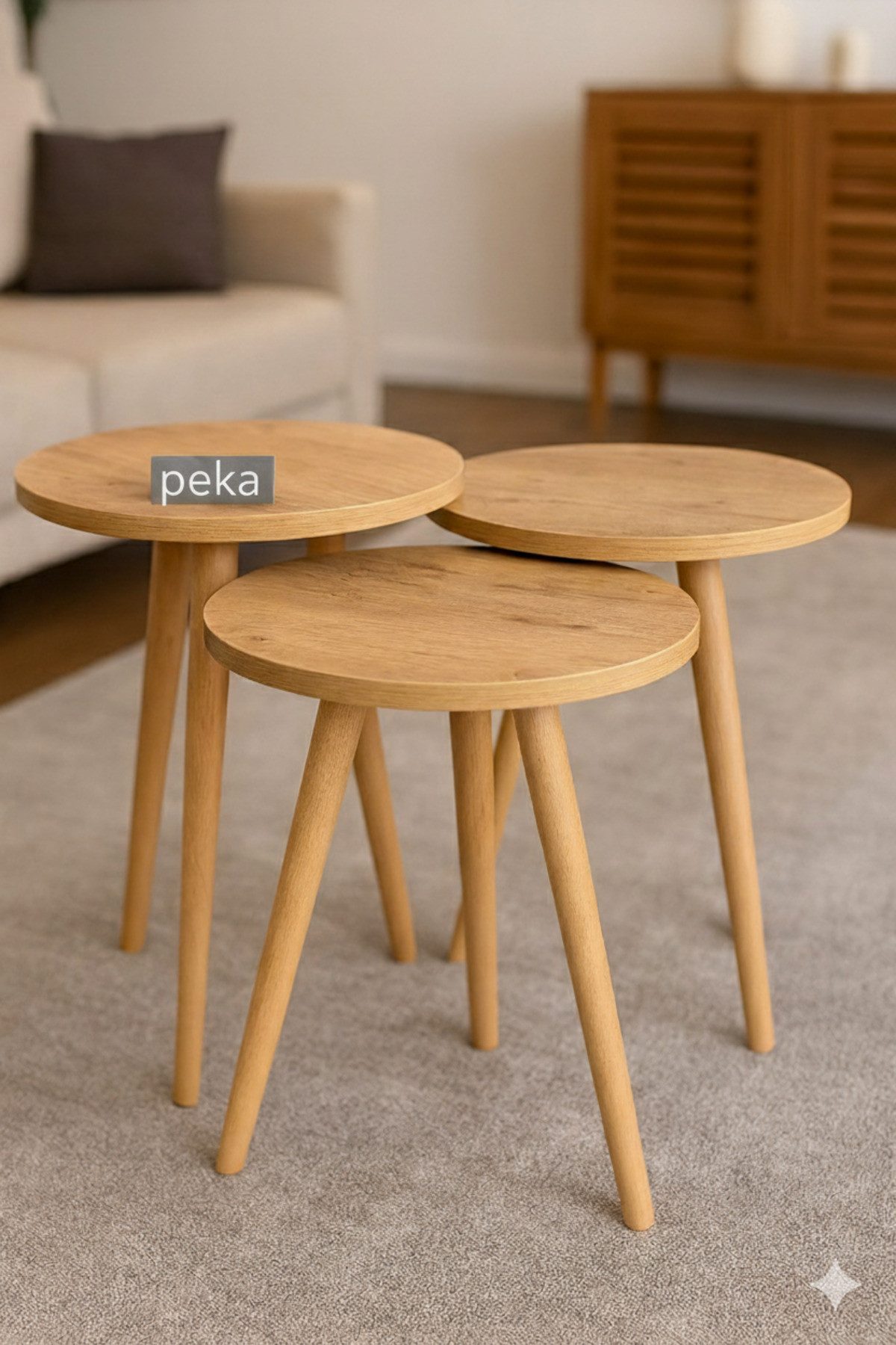 en.casa Couchtisch (Satztisch-Set, 3-St., 3-teiliges Satztisch-Set), 3-teilig, rund, platzsparend 91332170