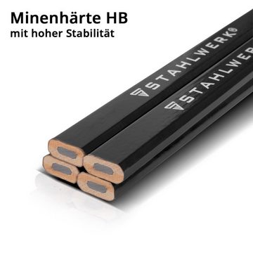STAHLWERK Bleistift Zimmermannsbleistift Set 5-teilig 180 mm (7) mittelhart (HB), (Set), 4 ovale, mittelharte (HB) Baubleistifte inklusive Anspitzer