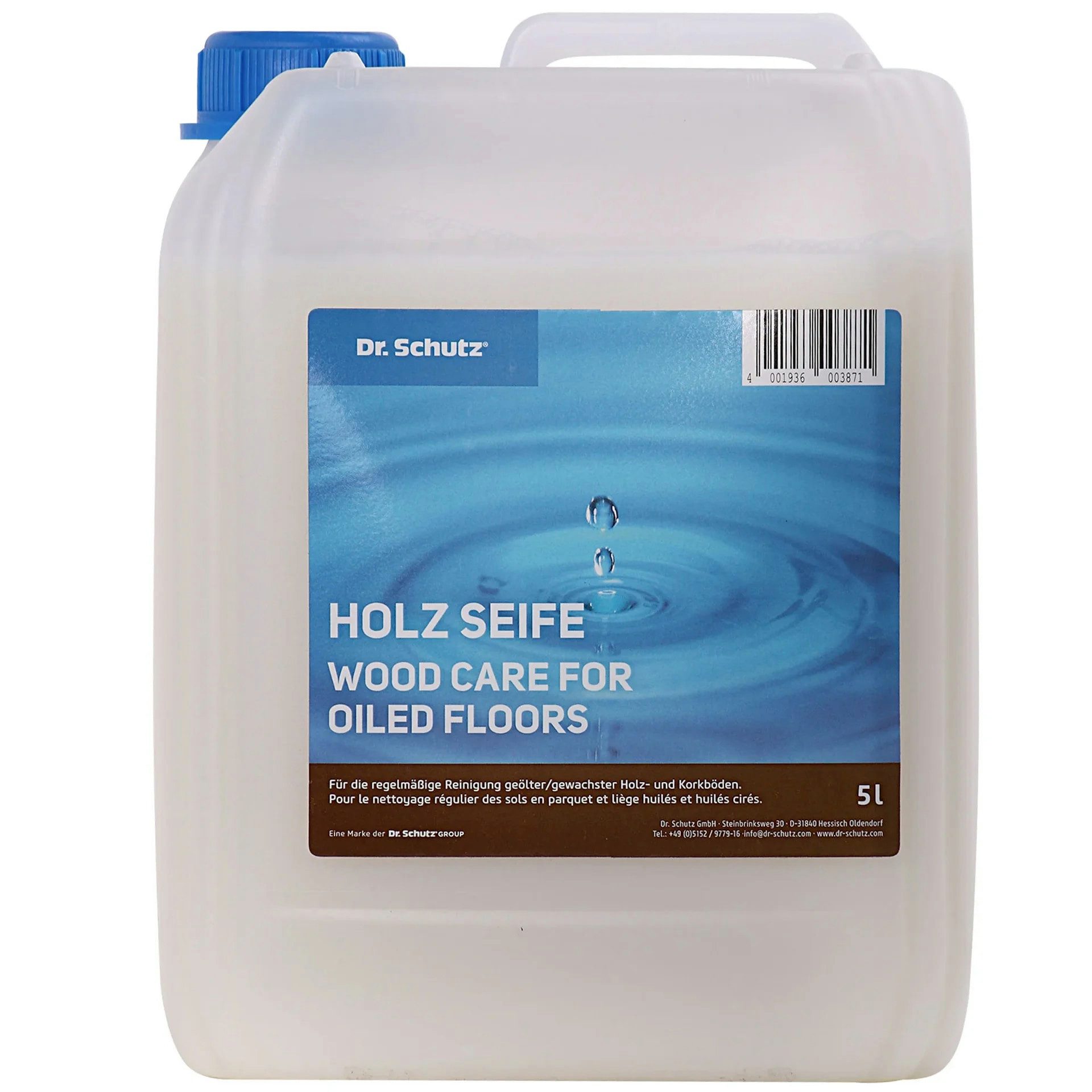 DR. SCHUTZ Holz Seife 5 Liter Reiniger für geölt-gewachste Holz- und Korkböden Universalreiniger (Seidenmatter Pflegefilm mit antistatischer Wirkung)