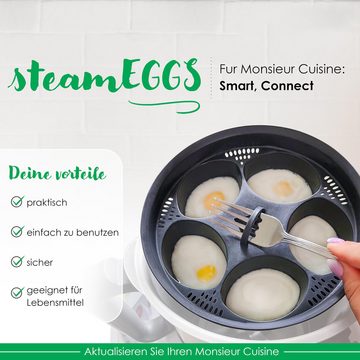 leben Küchenmaschinen Zubehör-Set Eierkocher 4/5 Eierkocher SteamEGGS, Eierkocher, gedämpftes Eiergitter, Zubehör für Thermomix, Thermomix-Zubehör TM 6 Thermomix Vorwerk Zubehör, Termomix