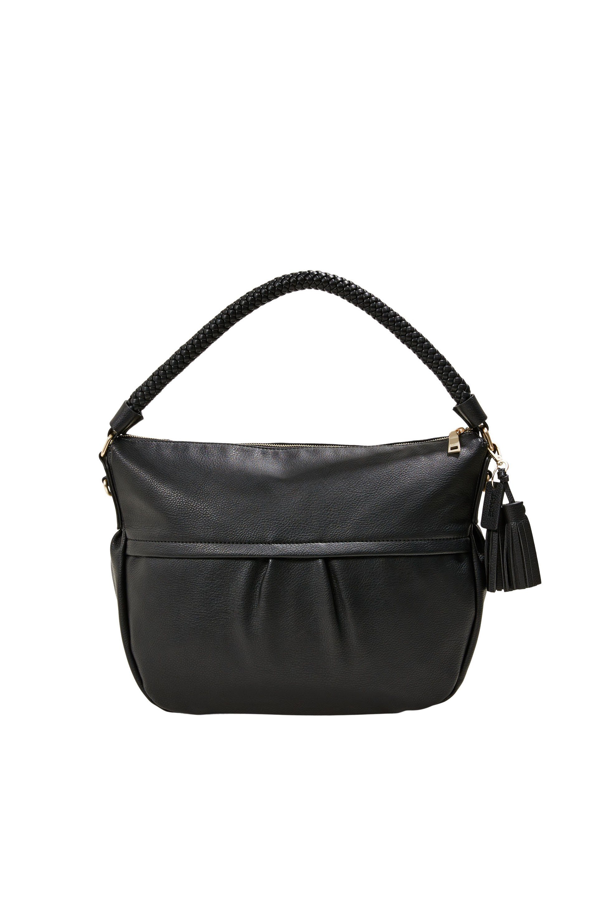 Bag Schultertasche Esprit Hobo Tragehenkeln Black mit geflochtenen