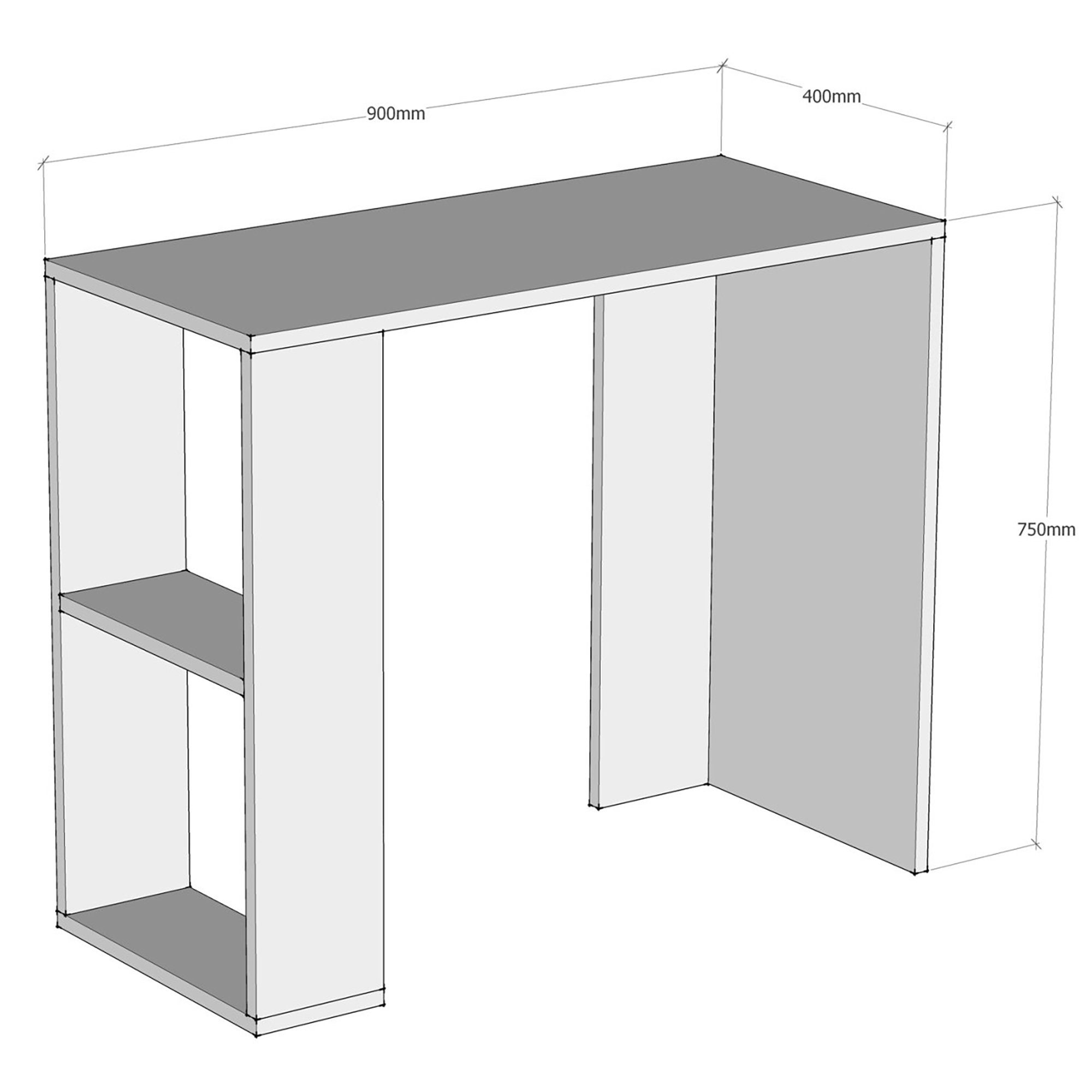 x Weiß 40 Schreibtisch, 2 »Aars« Ablagen x en.casa mit 90 cm Computertisch 75