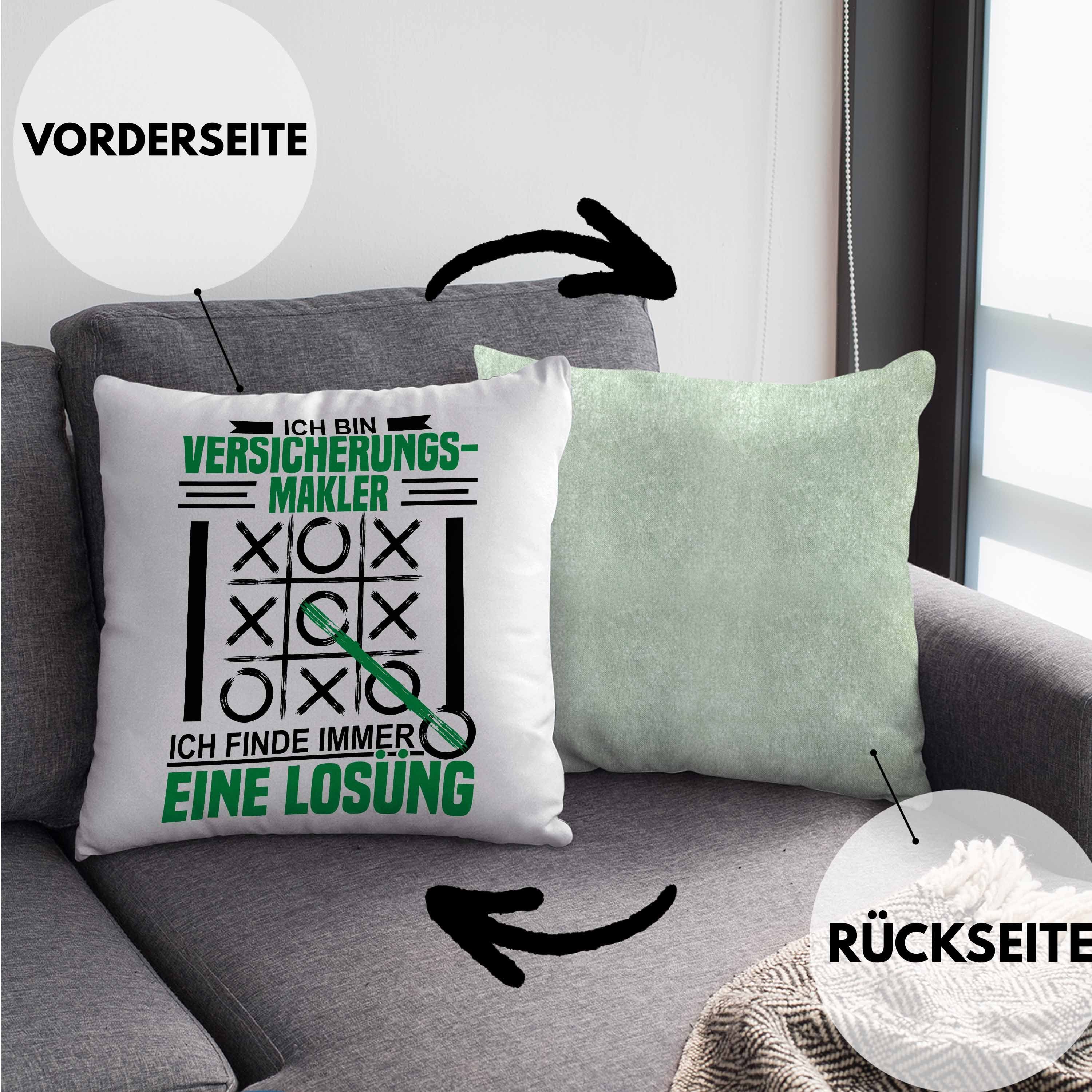 Trendation Dekokissen Trendation - Kissen Geschenk Füllung Lustiger Geburtstag Dekokissen Verischerungen mit Versicherungs-Makler Grün Geschenkidee Spruch 40x40