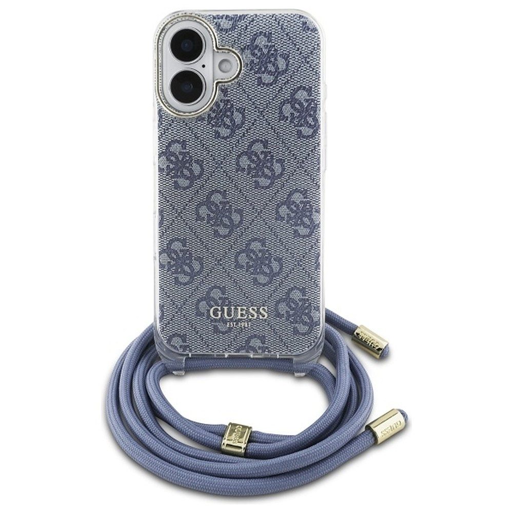 Guess Handyhülle Schutzhülle Umhängeband Kameraschutz 6,1 Zoll, Hardcase, 4G-Print, Trageband, Kameraschutz