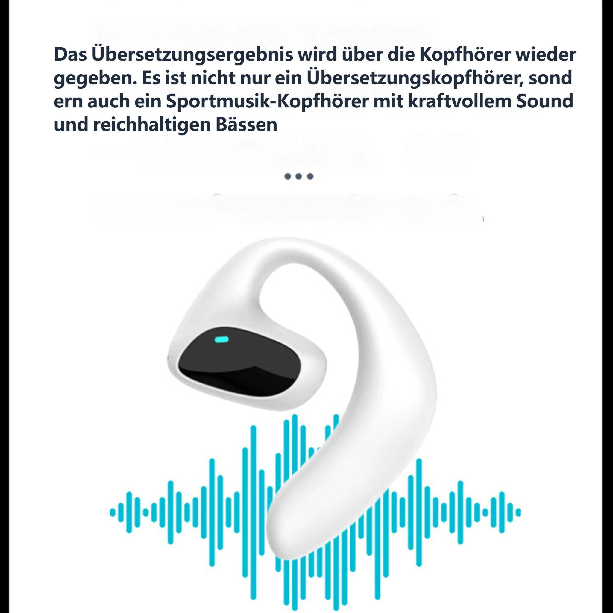 KINSI Kabelloser Übersetzungs-Ohrhörer,144 Sprachen,Offline-Übersetzung Open-Ear-Kopfhörer (bluetooth, Bluetooth 5.1 Sportkopfhörer mit Touch-Steuerung) – Bild 4 von 5