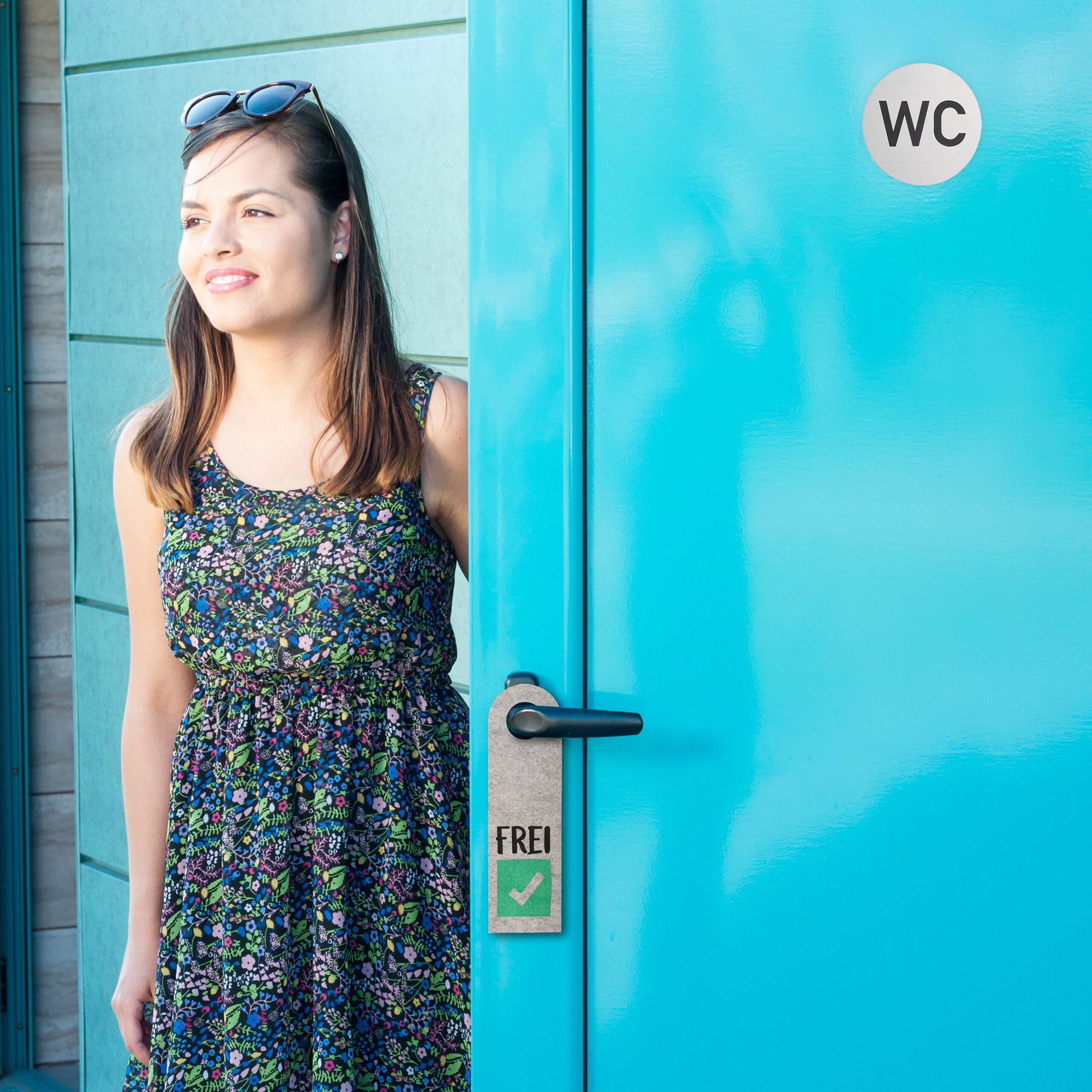 relaxdays Dekohänger 4er Set WC Schild selbstklebend (4 St., 4er Set) günstig online kaufen