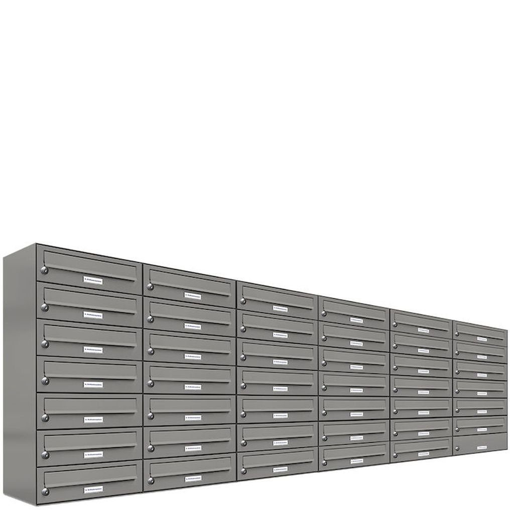 AL Briefkastensysteme Wandbriefkasten 41er Premium Briefkasten Aluminiumgrau RAL 9007 für Außen Wand 6x7