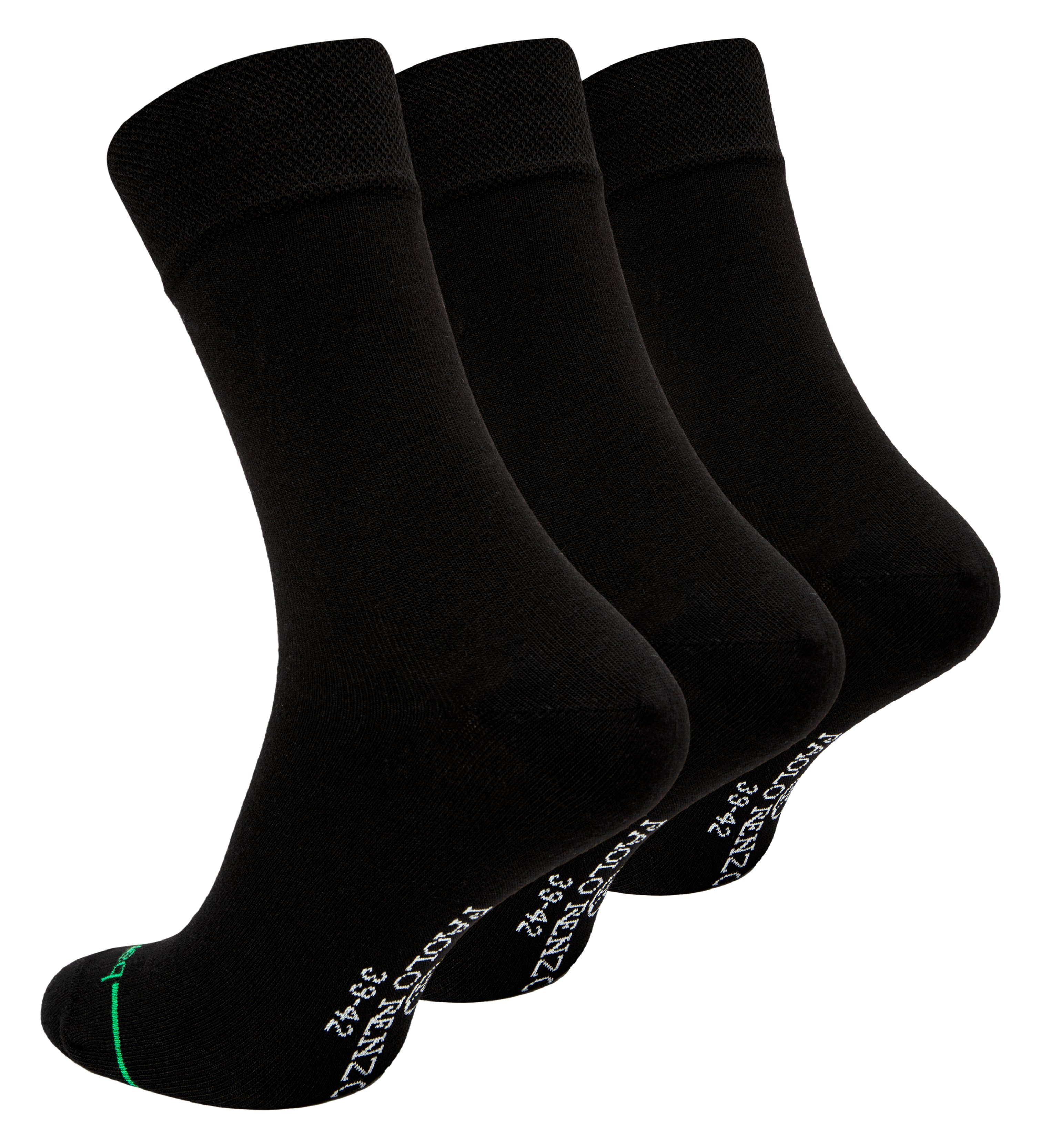 Socken Renzo Socken Casual hochwertiger Viskose - Business (3-Paar) Paolo aus Gesundheitssocken Herren Bambus Atmungsaktive Geruchshemmend / Schwarz