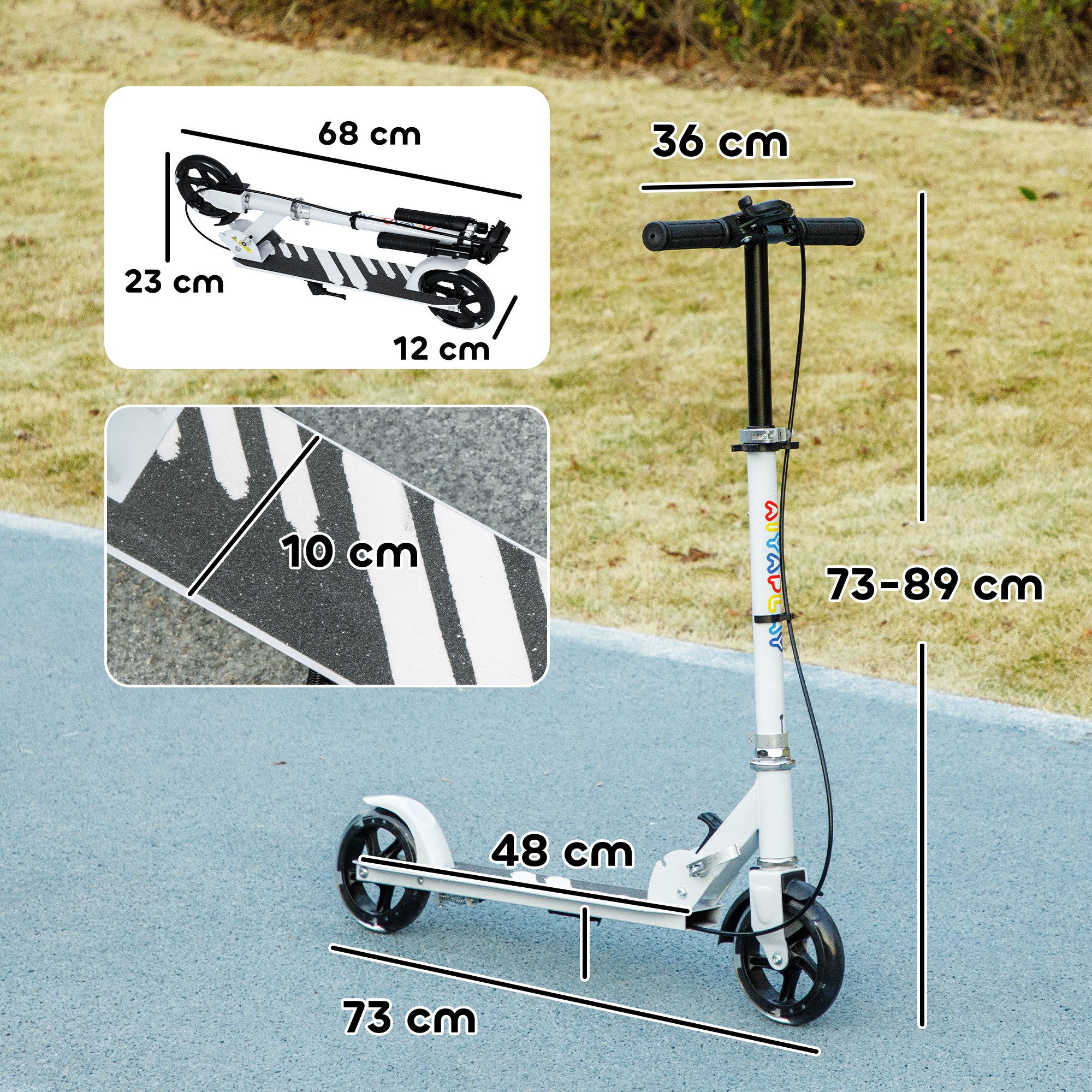 AIYAPLAY Cityroller Roller Kinder Scooter mit Leuchtenden Rädern, Bremse, 0 km/h, (klappbarer Kinderroller, 1 tlg., Höhenverstellbarer Tretroller), Faltbar, Höhenverstellbar, Weiß