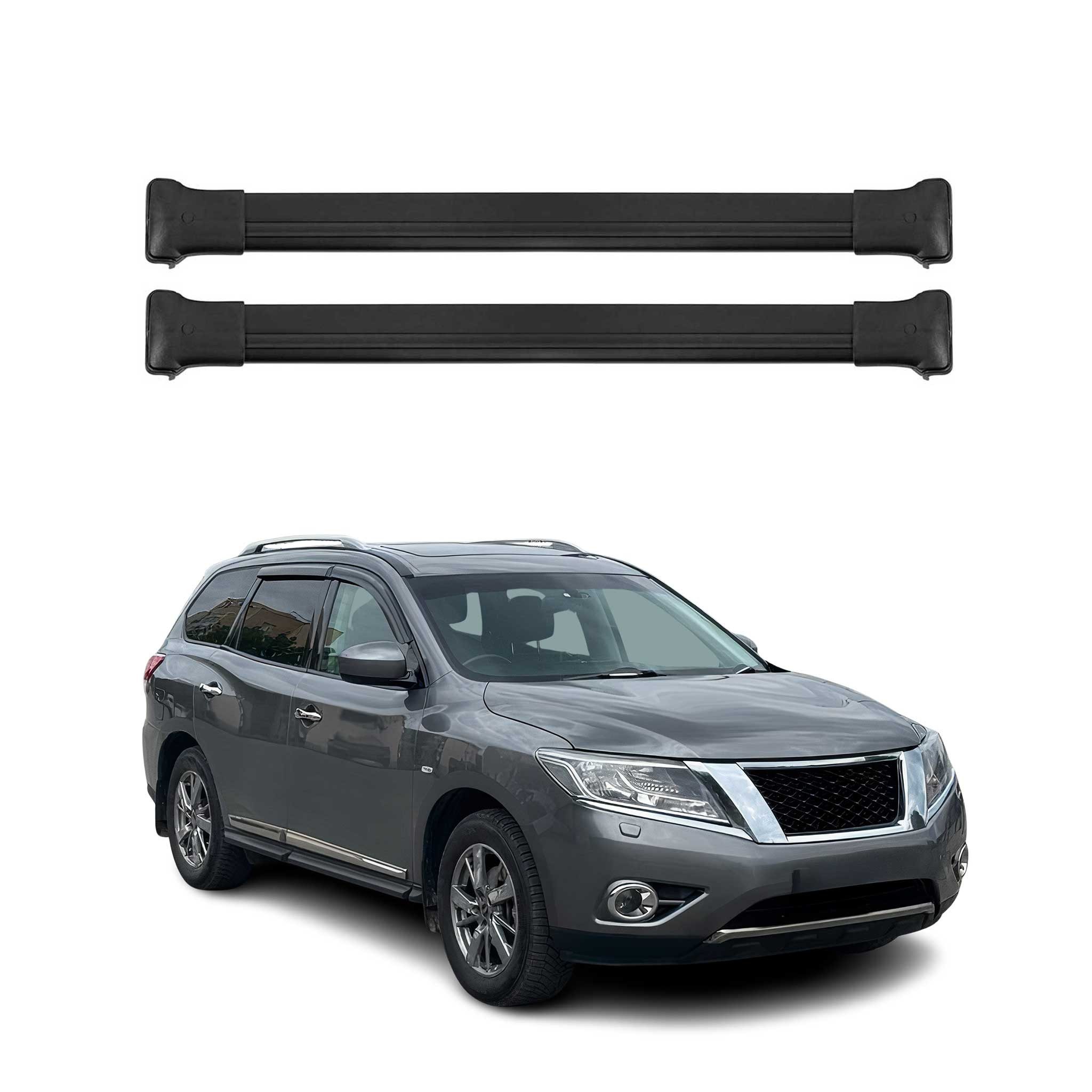OMAC Dachträger Gepäckträger für Nissan Pathfinder R52 2013-2021 Aluminium Schwarz (2-St), Wasserbeständig,Abnehmbar,Multifunktional,Leichtgewichtig