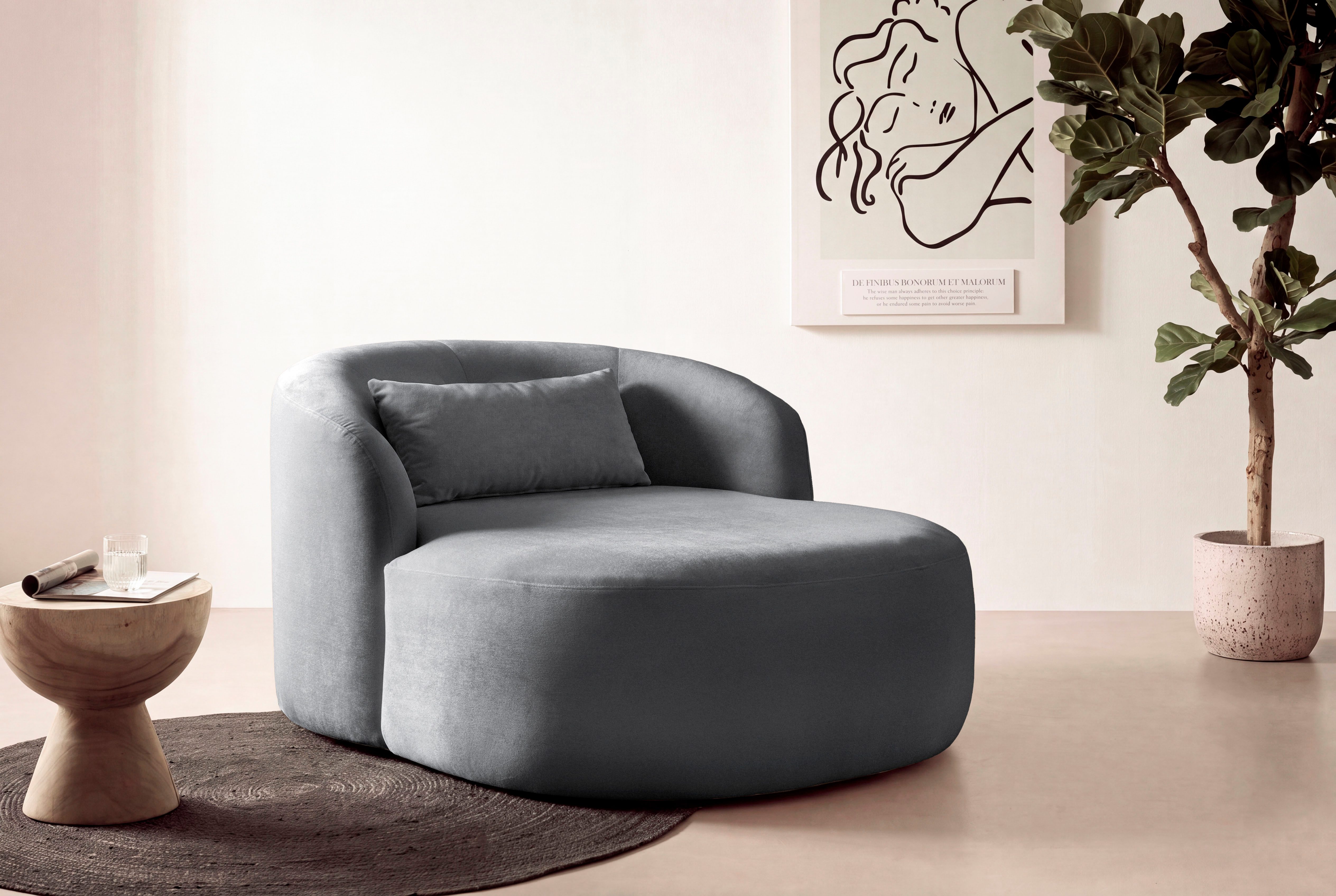 LeGer Home by Lena Gercke XXL-Sessel Yllara, moderner Lesesessel, Loveseat mit großzügiger Sitzfläche, mit geschwungener Rückenlehne in Samt oder Struktur